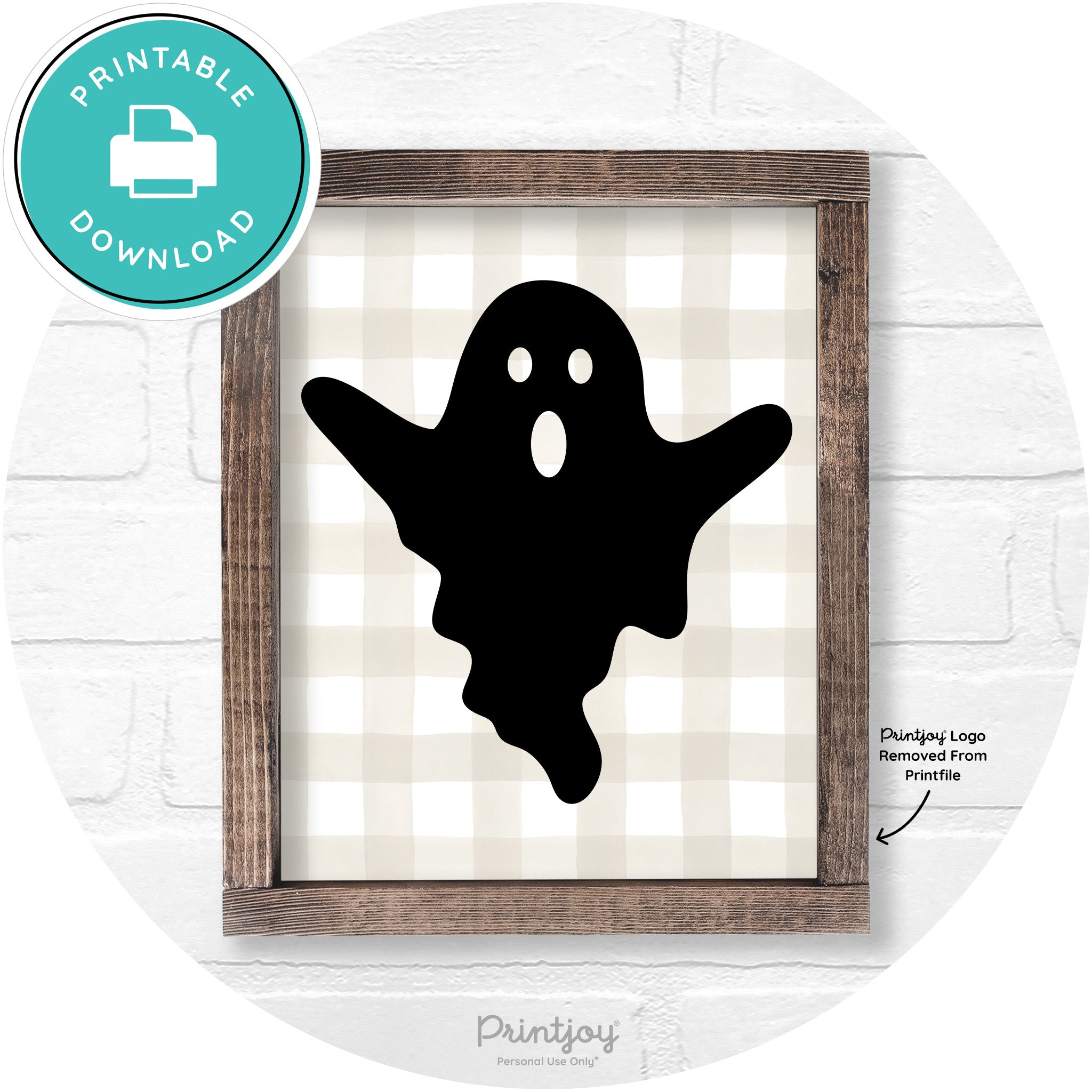 Halloween Cute Ghost Rustic Farmhouse Wall Art Free Printable