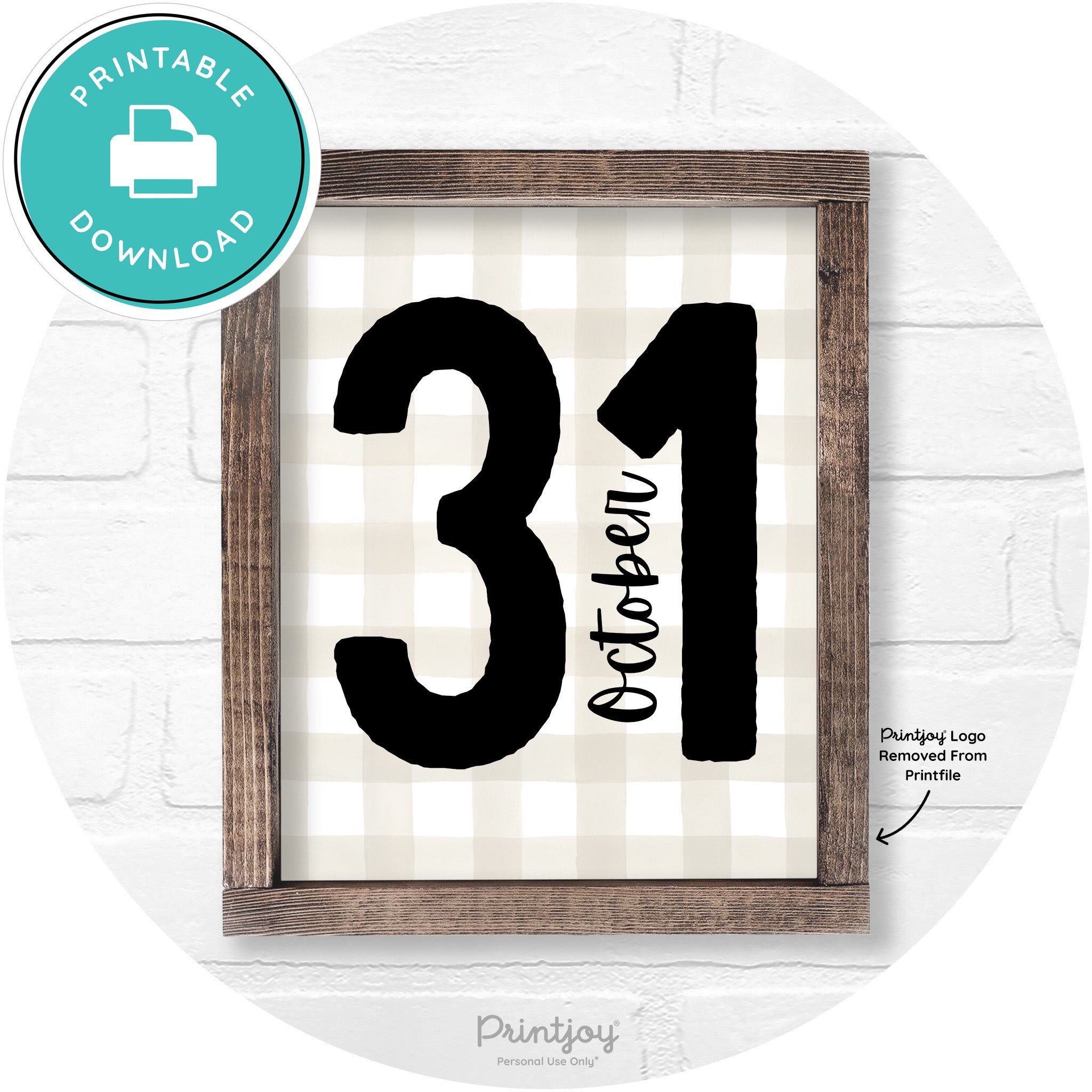 October 31 Halloween Rustic Farmhouse Wall Art Printable