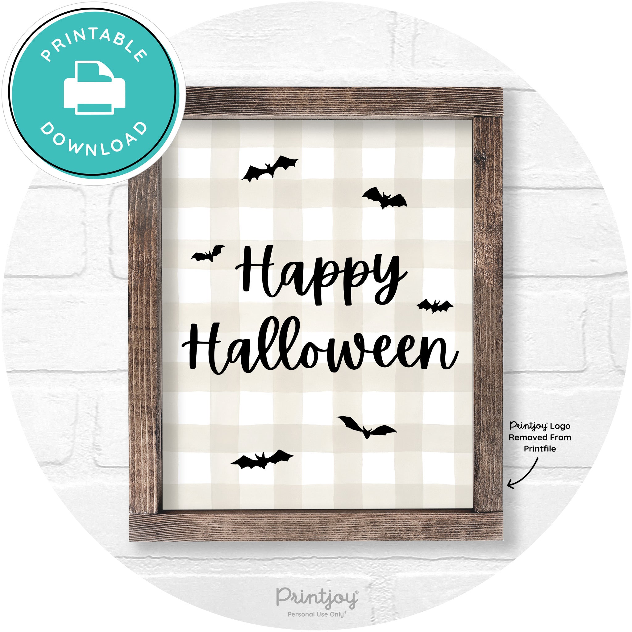 Happy Halloween Bats Rustic Farmhouse Wall Art Printable