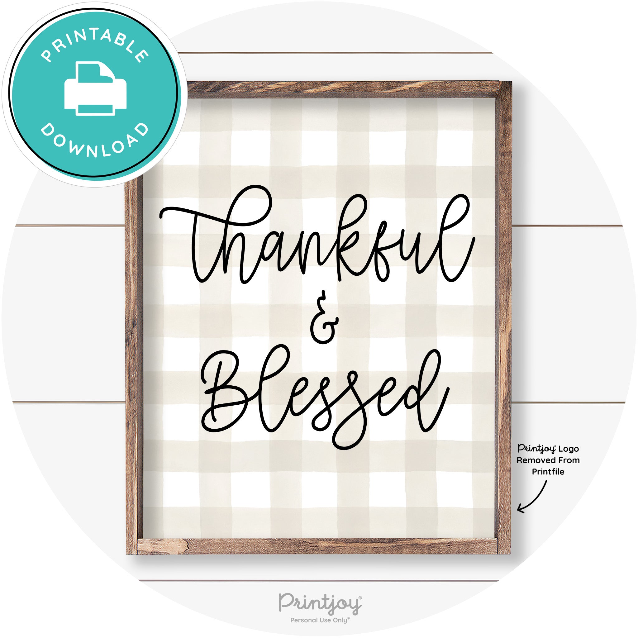 Thankful And Blessed Thanksgiving Farmhouse Wall Art Free Printable