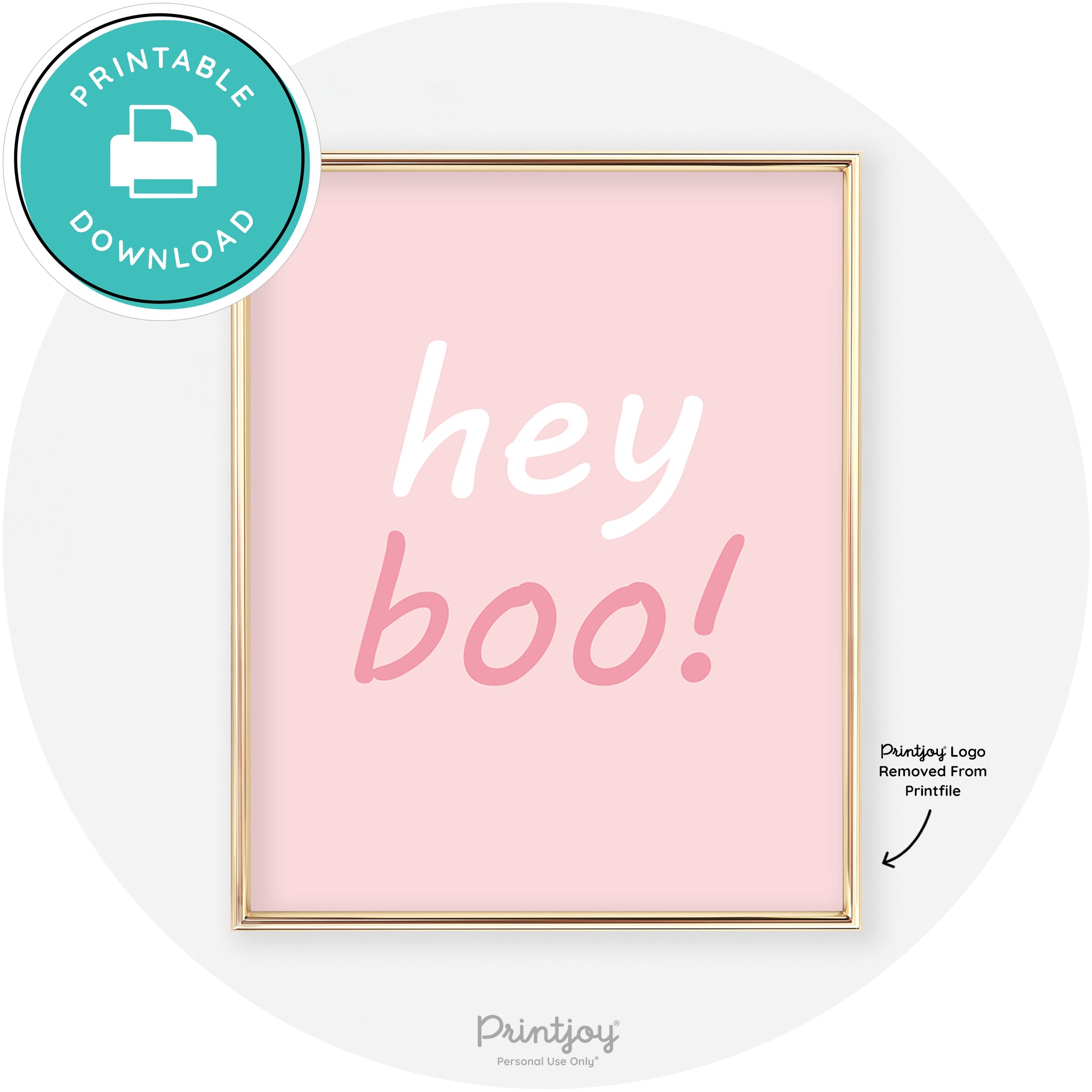 Hey Boo Fun Cute Chic Halloween Sign Wall Art Decor Free Printable - Printjoy