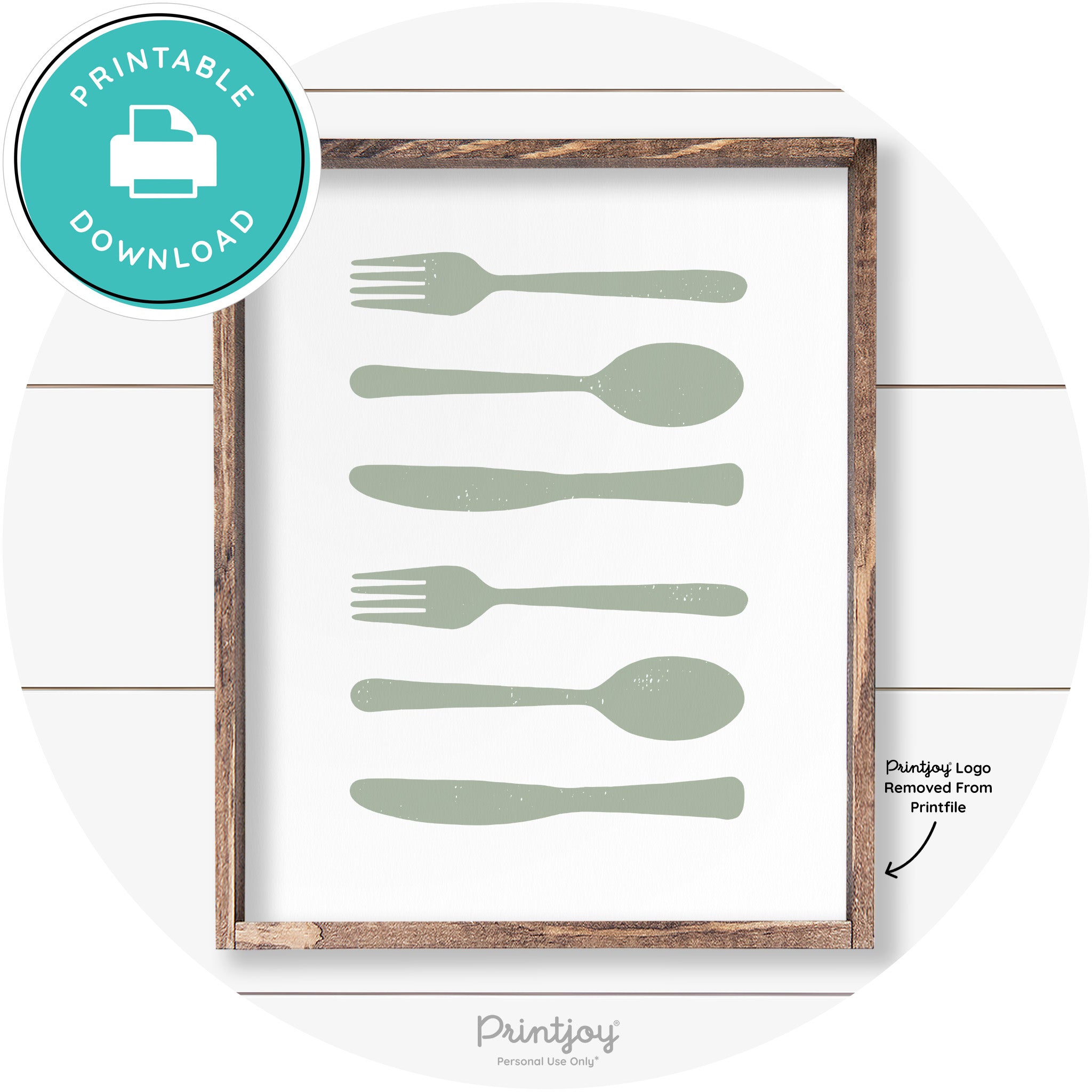 Fork Spoon Knife Pattern Farmhouse Kitchen Wall Art Free Printable