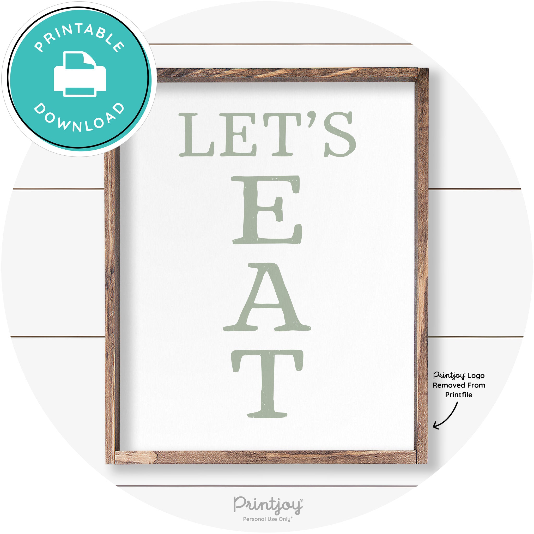 Let's Eat Kitchen Sign Rustic Farmhouse Wall Art Decor Free Printable