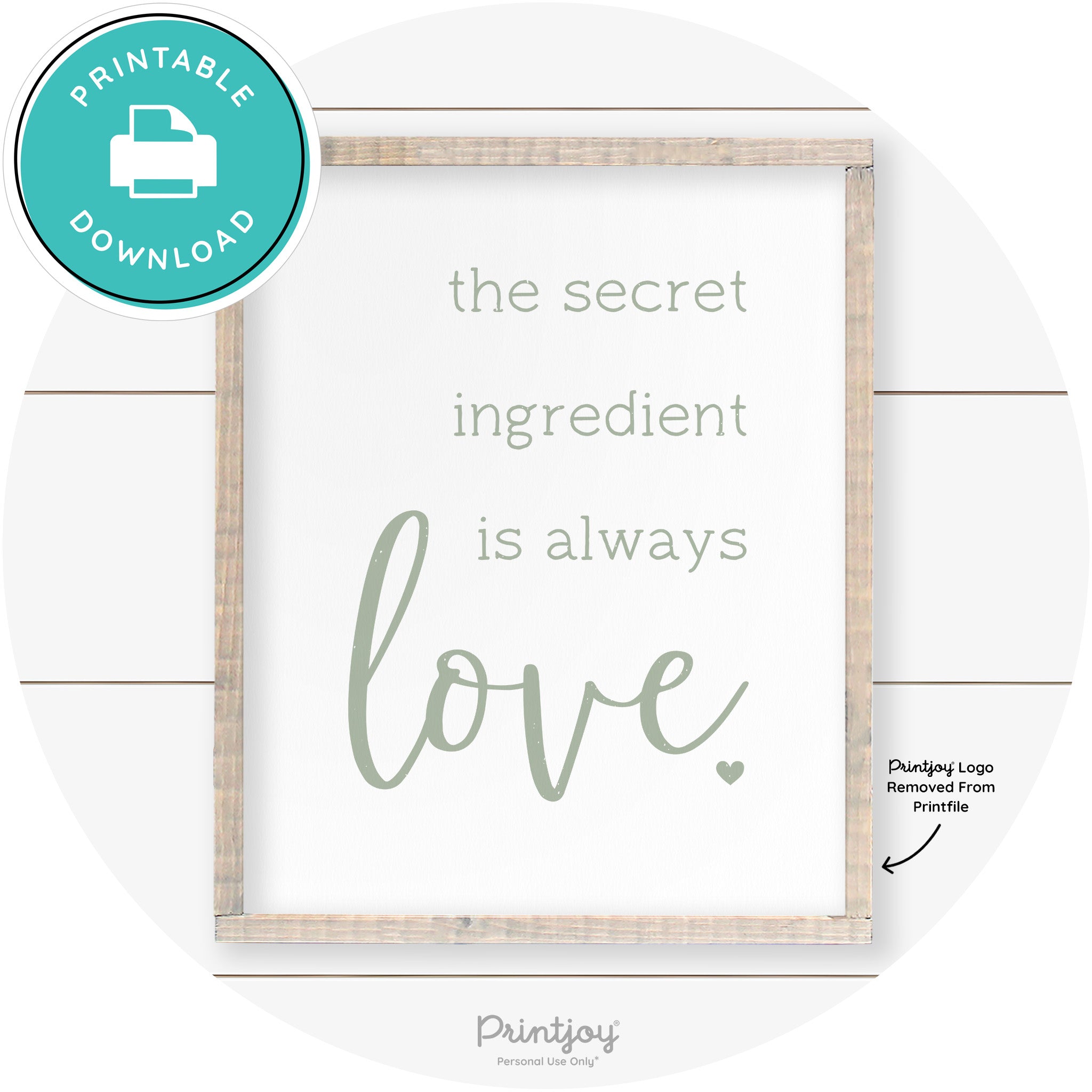Secret Ingredient Is Love Farmhouse Kitchen Wall Art Free Printable