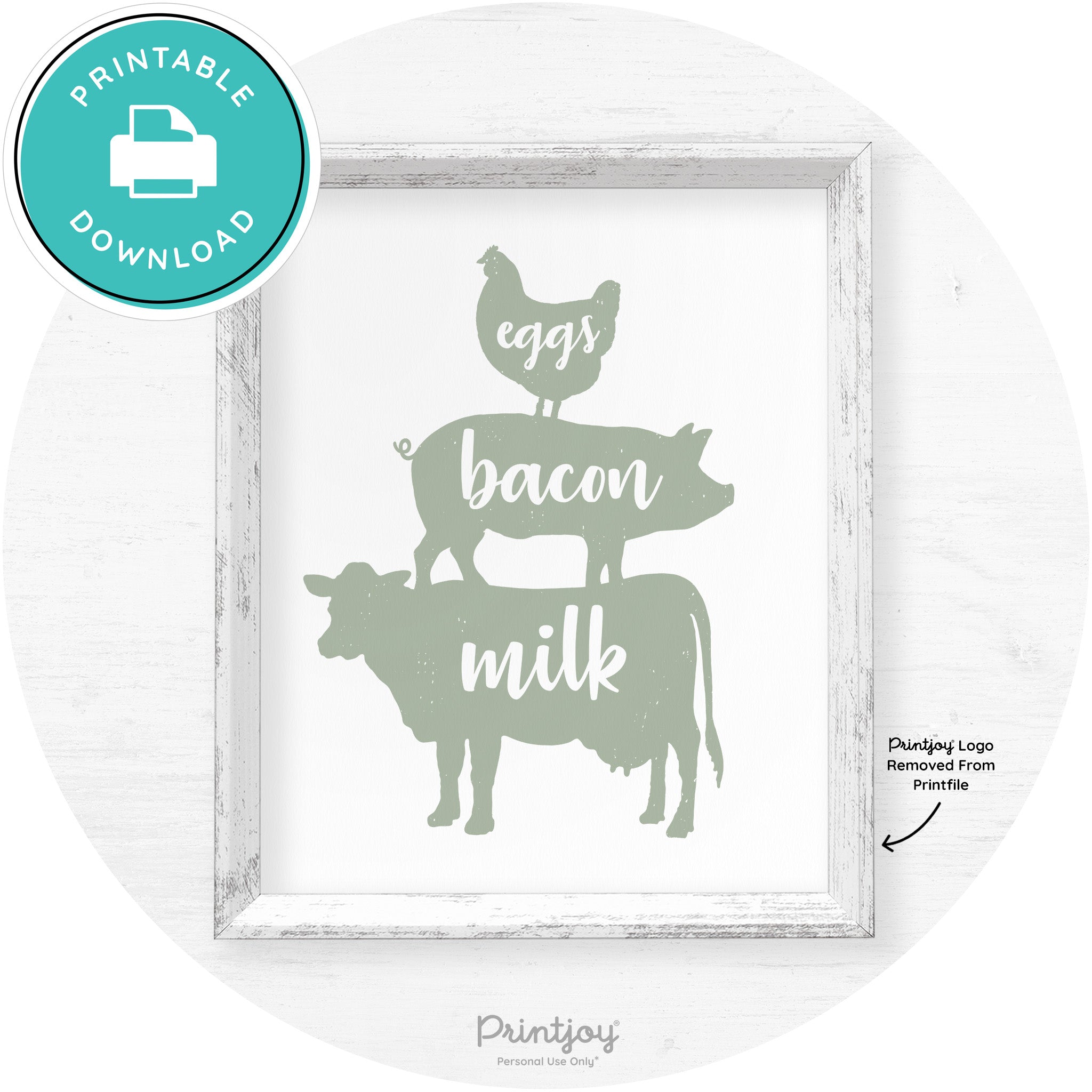 Stacked Farm Animals Eggs Bacon Milk Farmhouse Art Free Printable