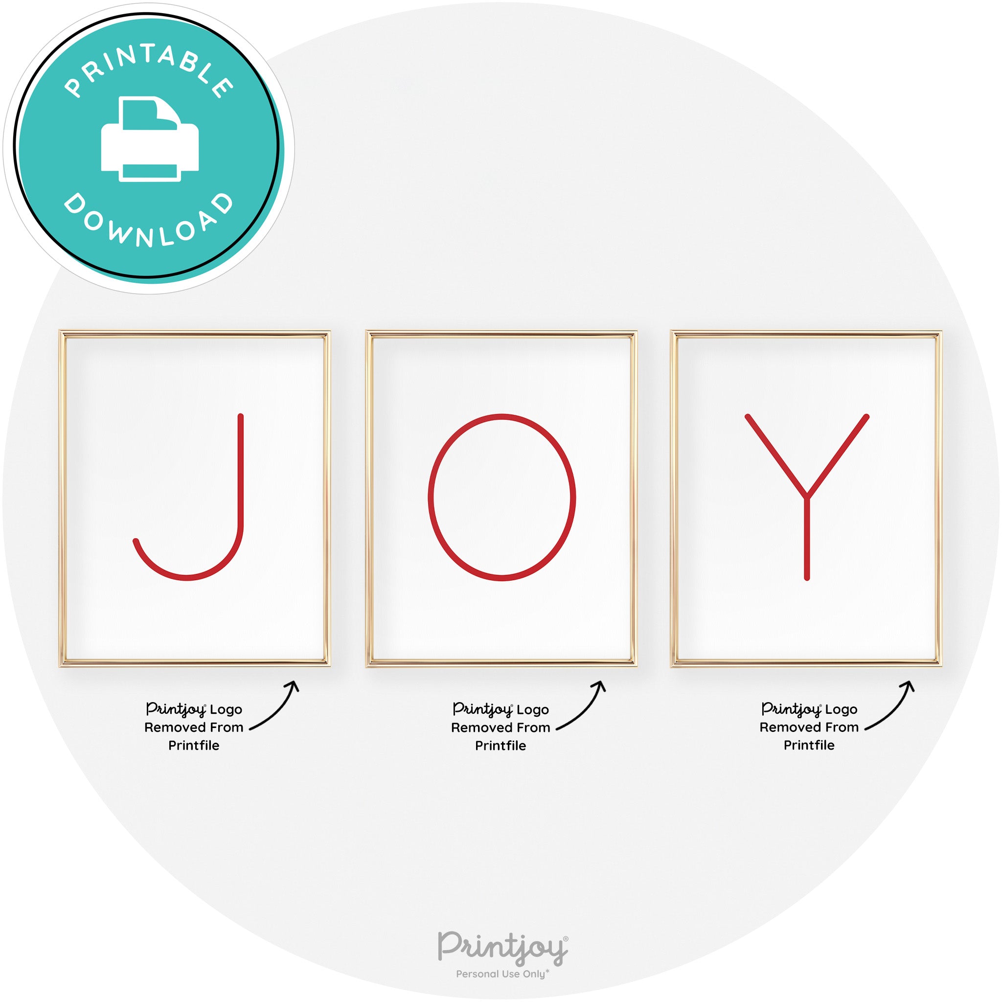 Joy Simple Letters Set Of 3 Christmas Modern Chic Wall Art Free Printable