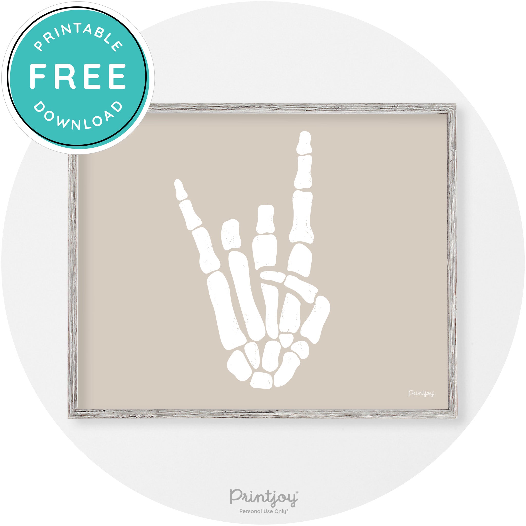 Skeleton Rock On Hand Bones Vintage Halloween Wall Art Free Printable - Printjoy