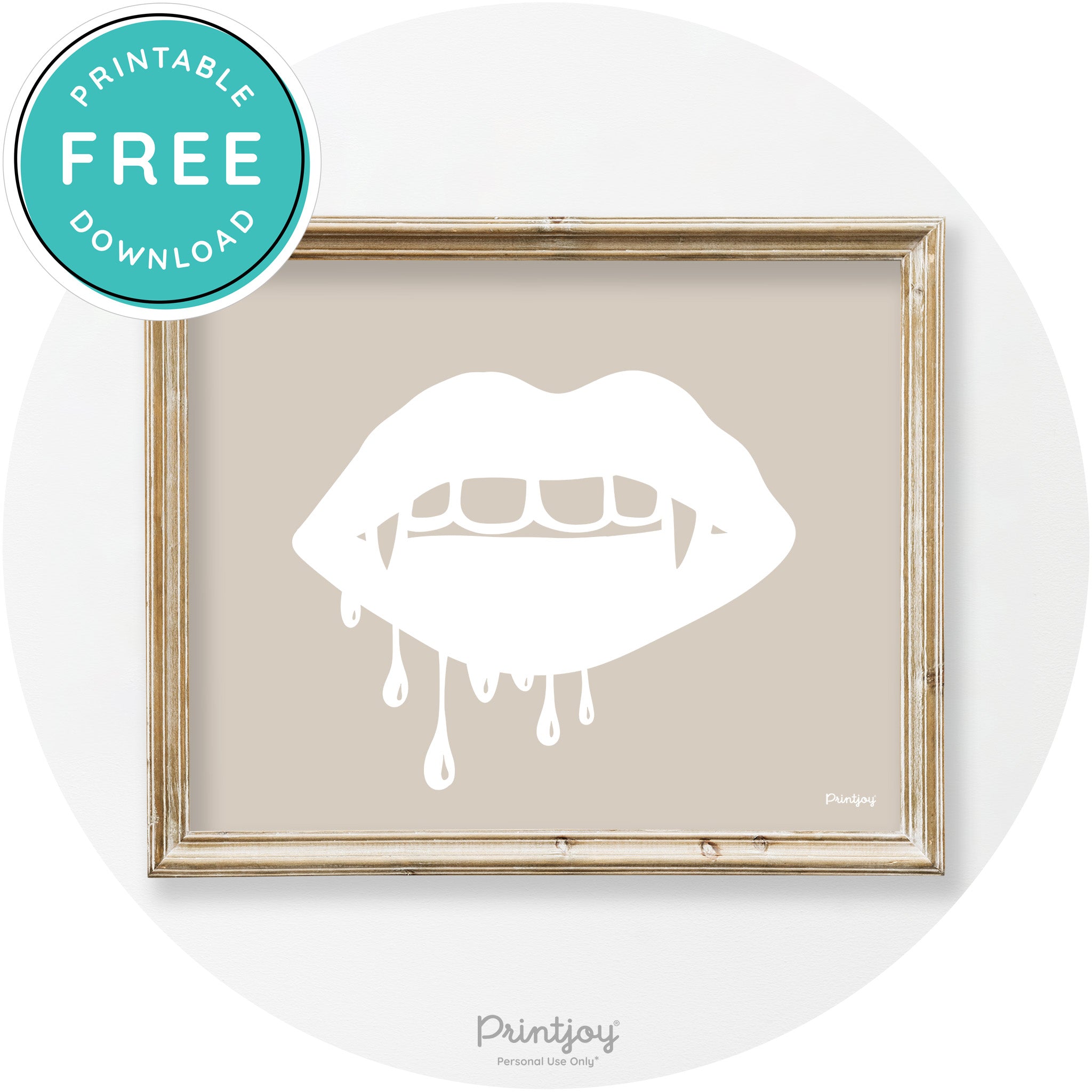 Dracula Fangs Teeth Modern Vintage Halloween Wall Art Free Printable