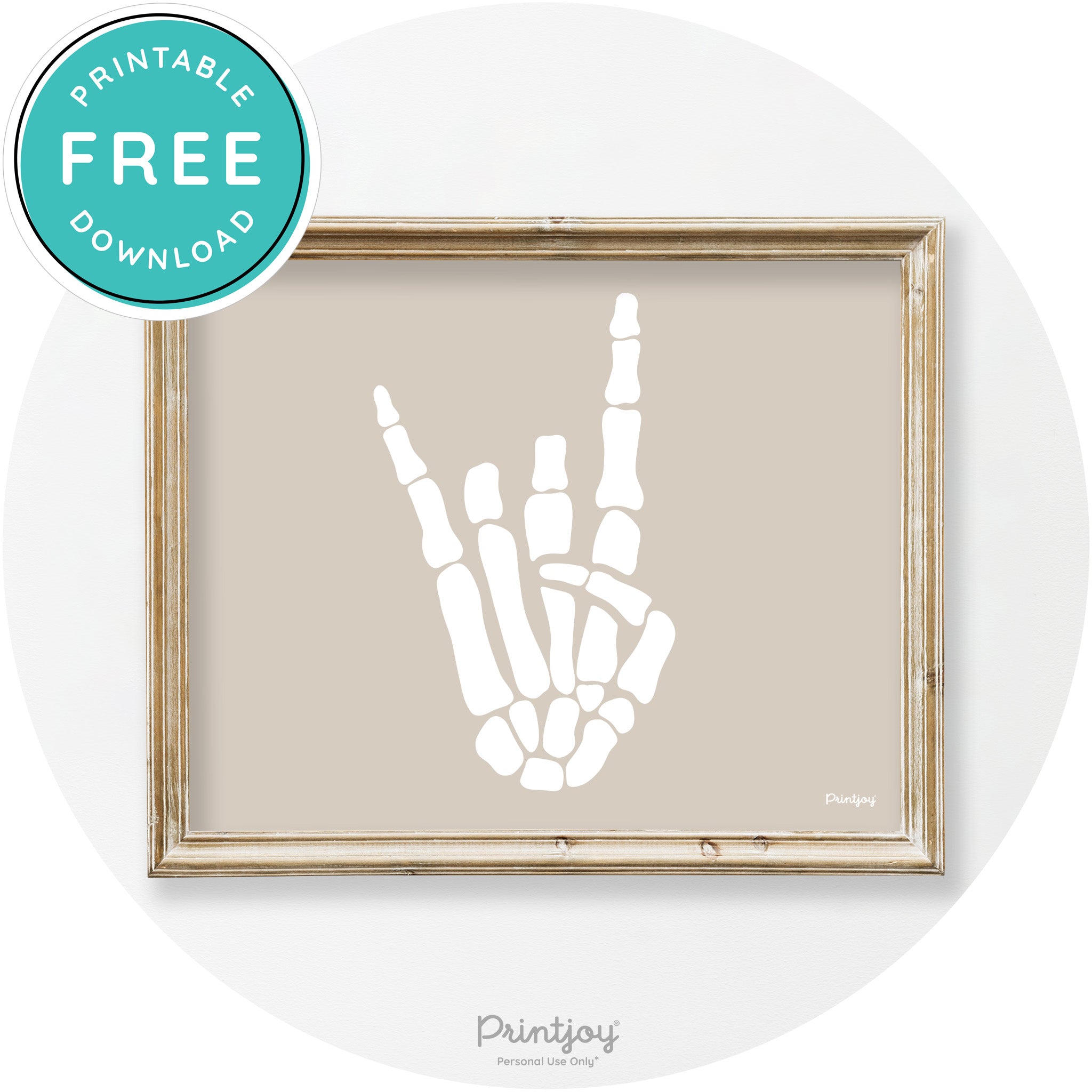 Skeleton Rock On Hand Bones Vintage Halloween Wall Art Free Printable