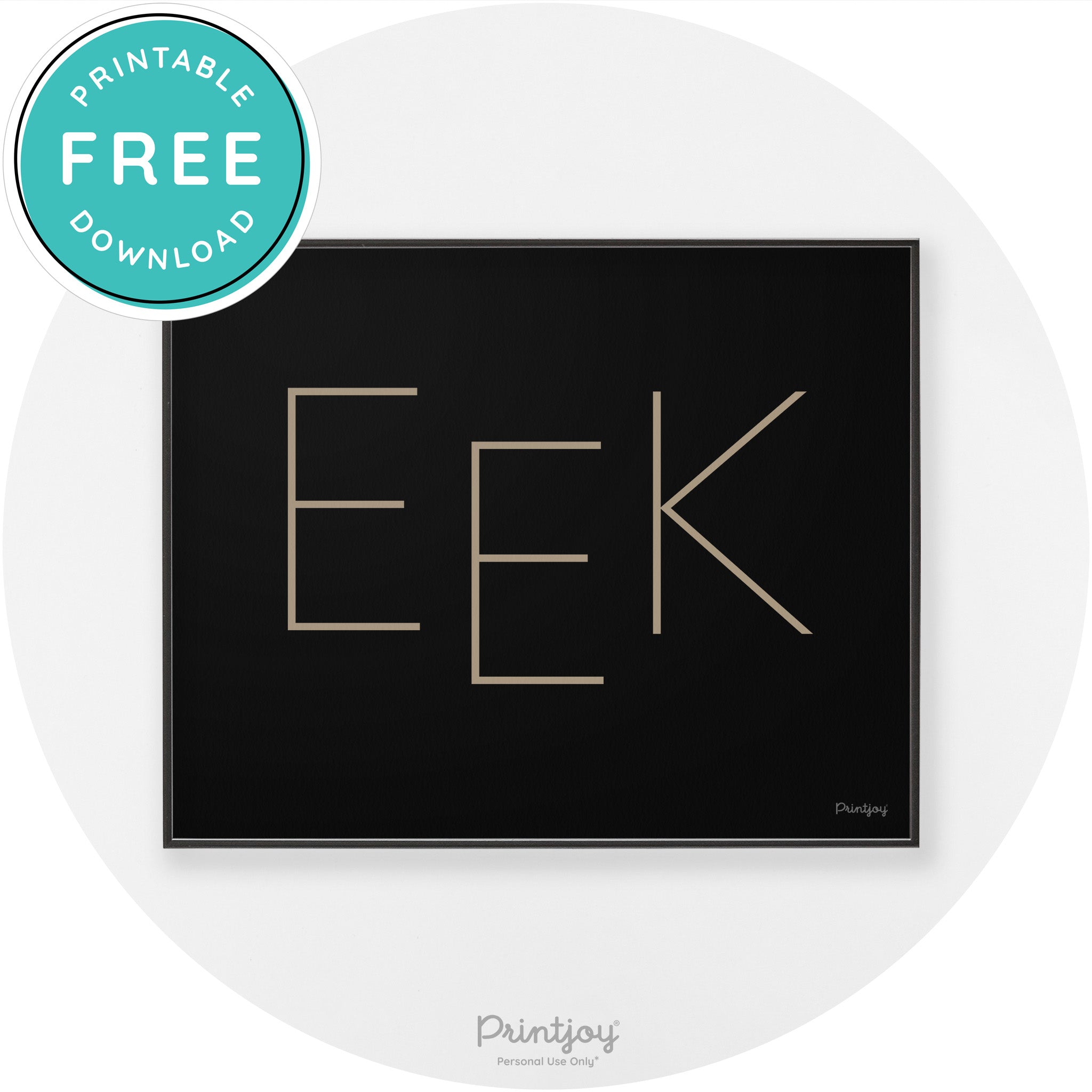 Eek Halloween Modern Chic Lettering Wall Art Decor Free Printable