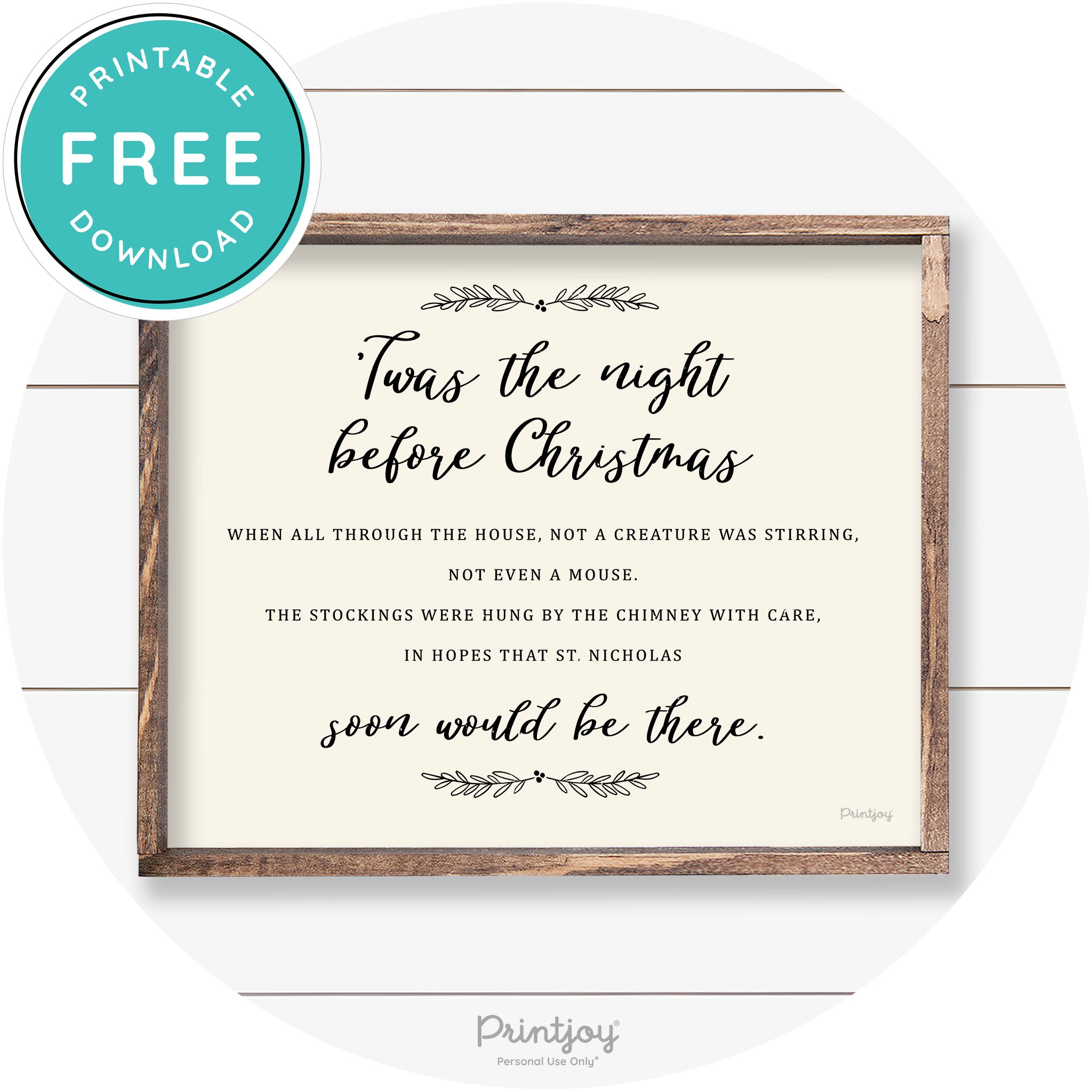 'Twas The Night Before Christmas Farmhouse Wall Art Free Printable