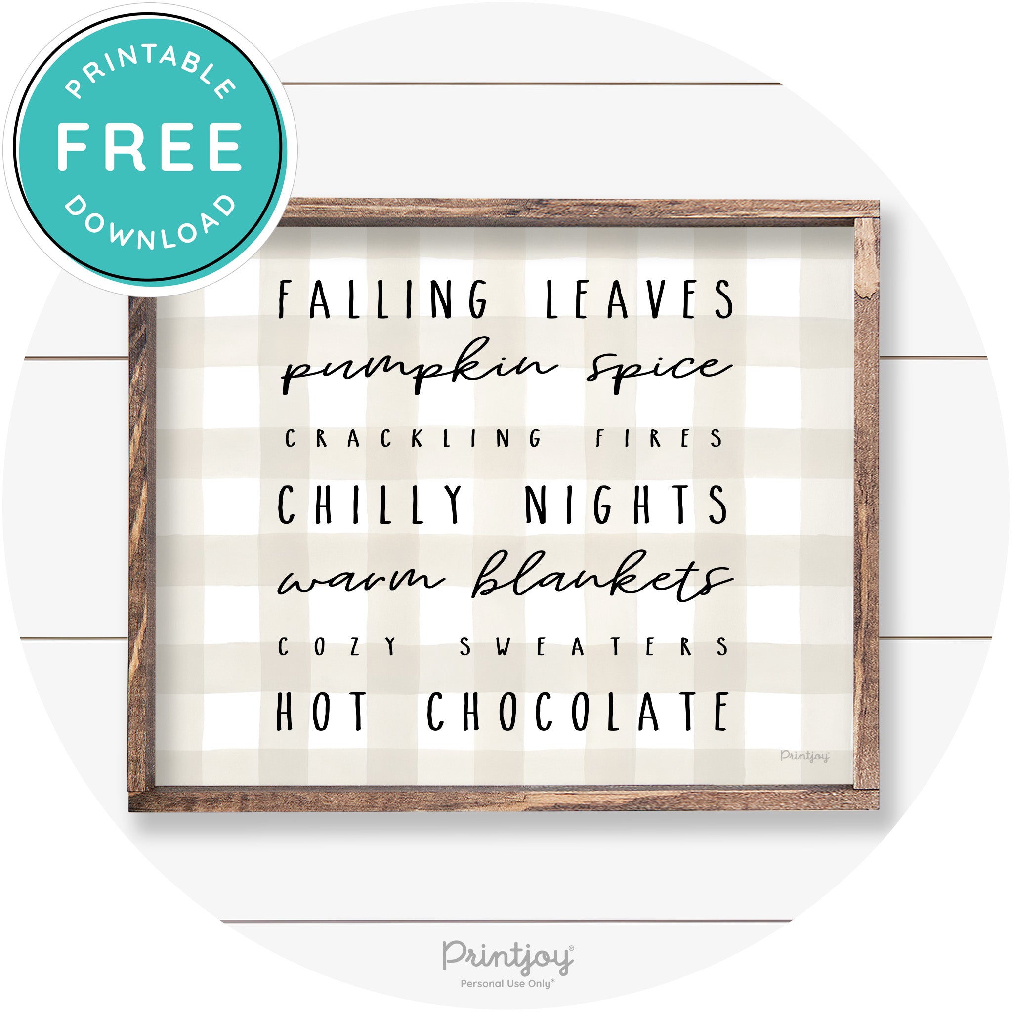 Fall Favorite Things Cute Farmhouse Autumn Wall Art Free Printable