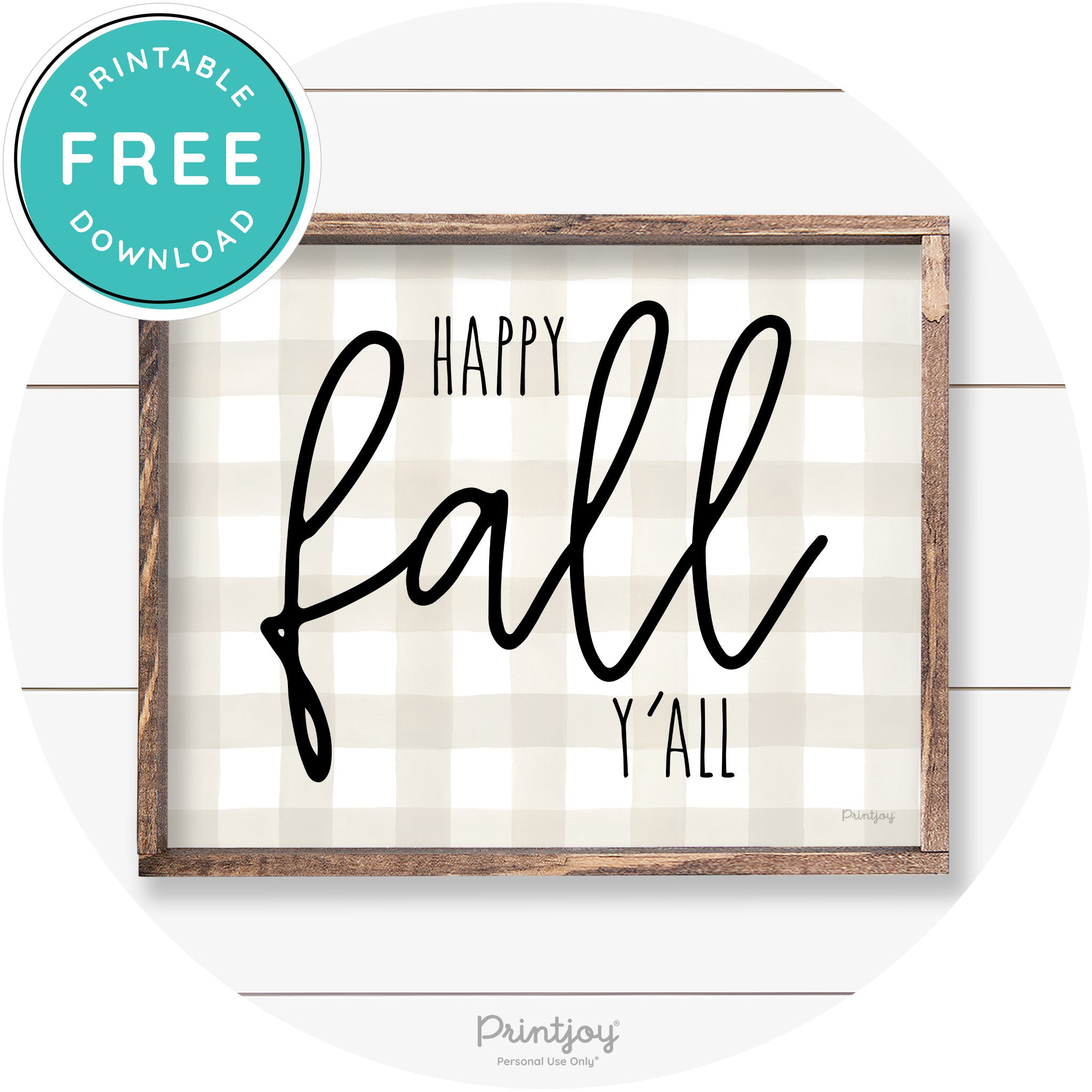 Happy Fall Y'all Cute Farmhouse Autumn Wall Art Decor Free Printable