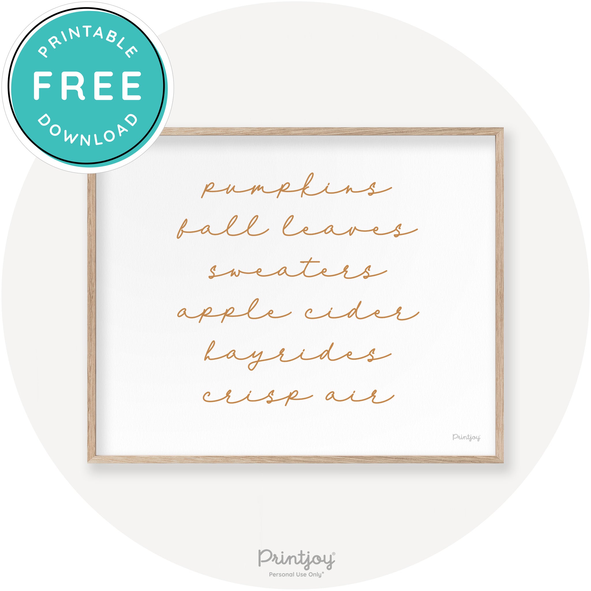 Fall Favorite Things Cute Modern Chic Decor Wall Art Printable