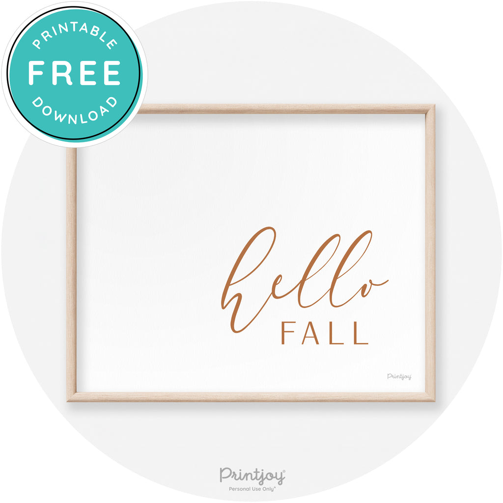 Hello Fall Cursive Modern Transitional Fall Art Decor Free Printable
