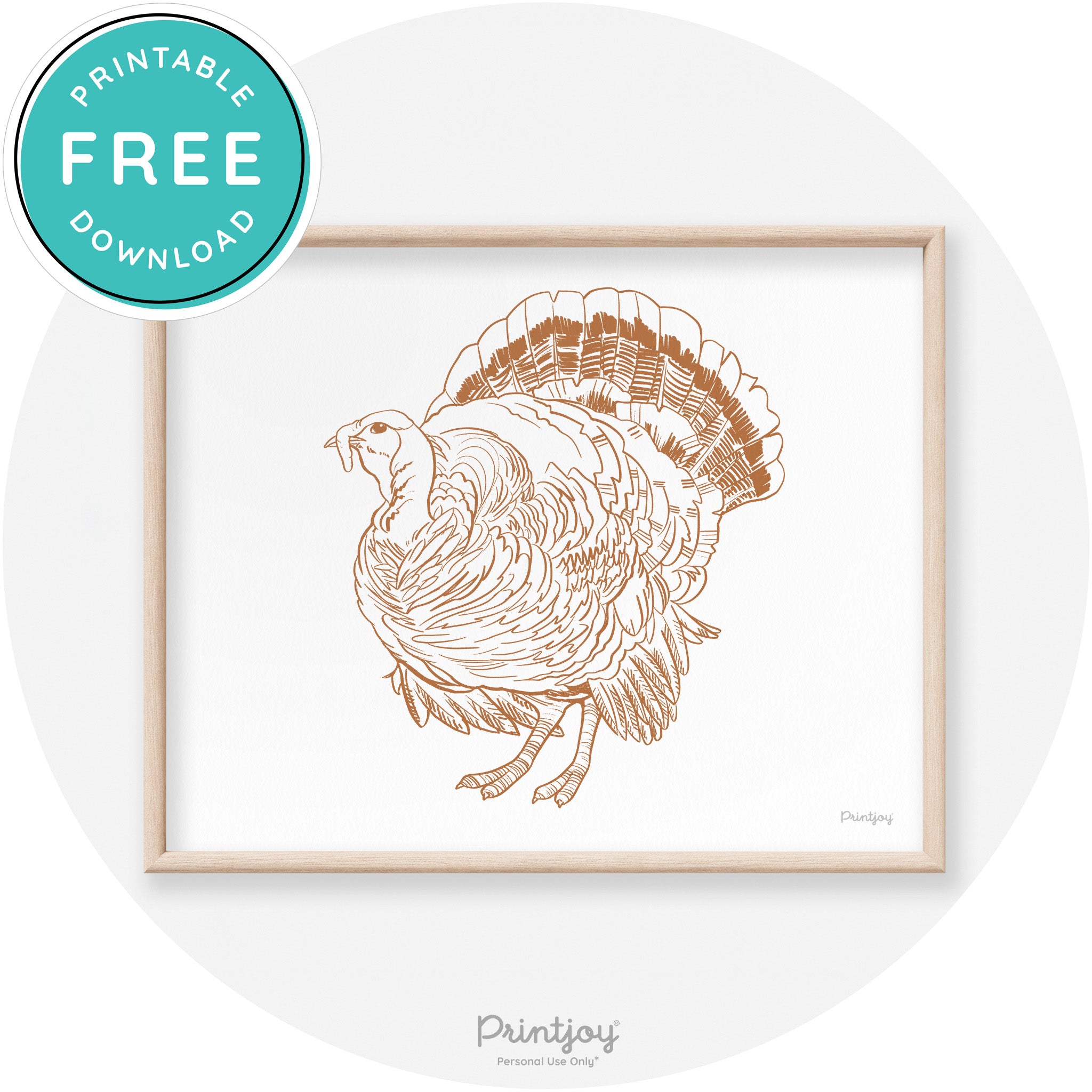 Turkey Drawing Thanksgiving Transitional Wall Art Decor Free Printable