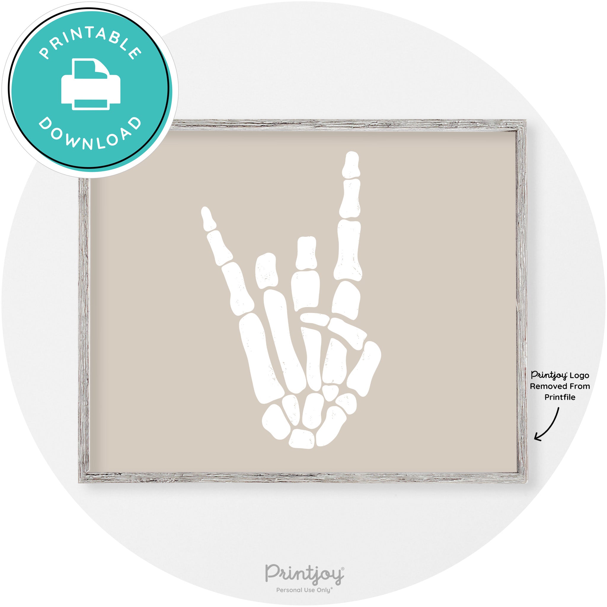 Skeleton Rock On Hand Bones Vintage Halloween Wall Art Free Printable - Printjoy