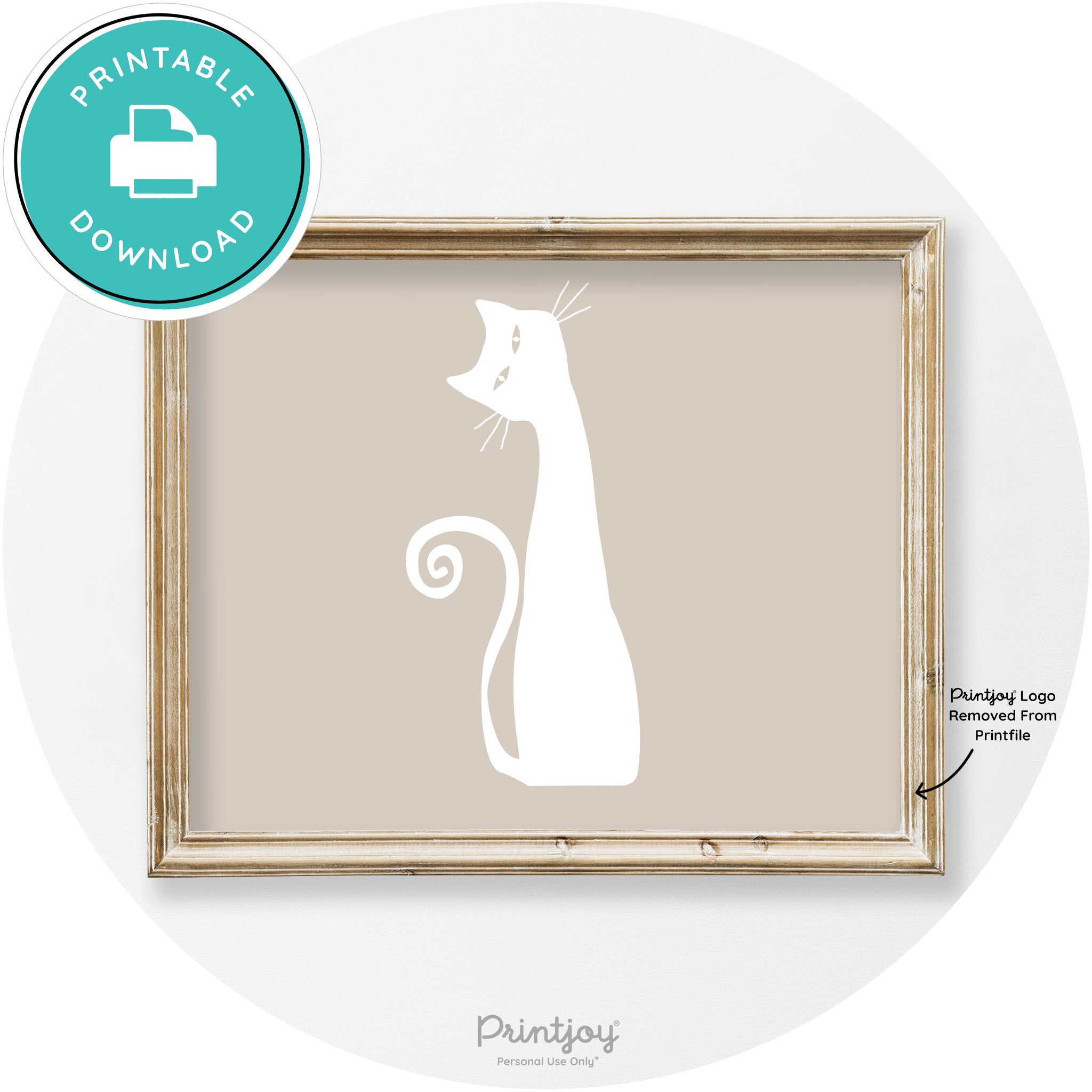 Creepy Skinny Cat Modern Vintage Halloween Wall Art Free Printable