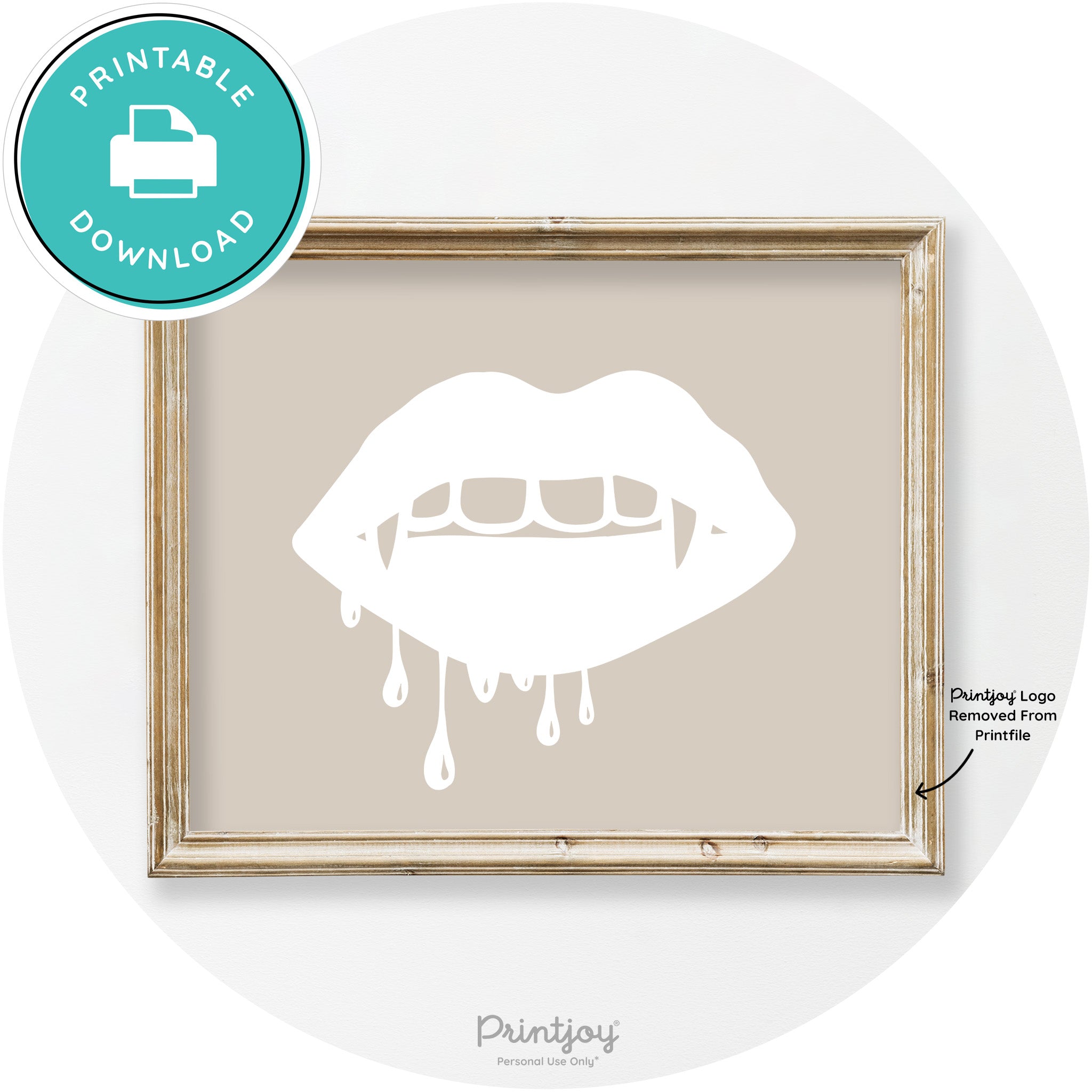 Dracula Fangs Teeth Modern Vintage Halloween Wall Art Free Printable