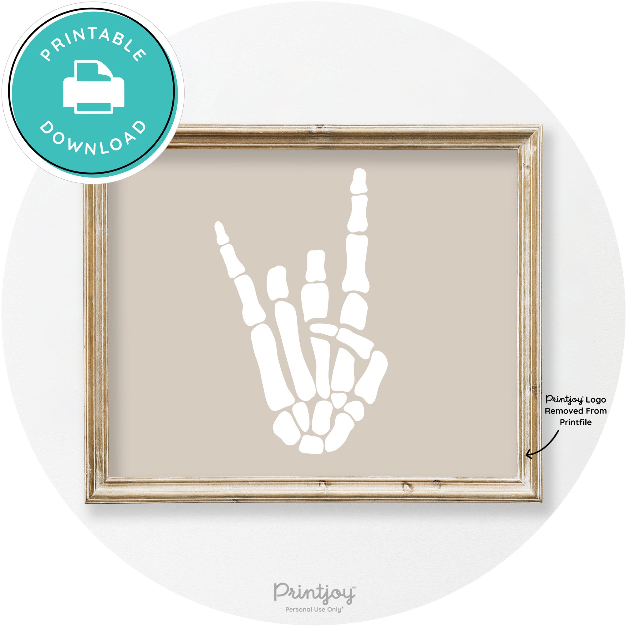 Skeleton Rock On Hand Bones Vintage Halloween Wall Art Free Printable