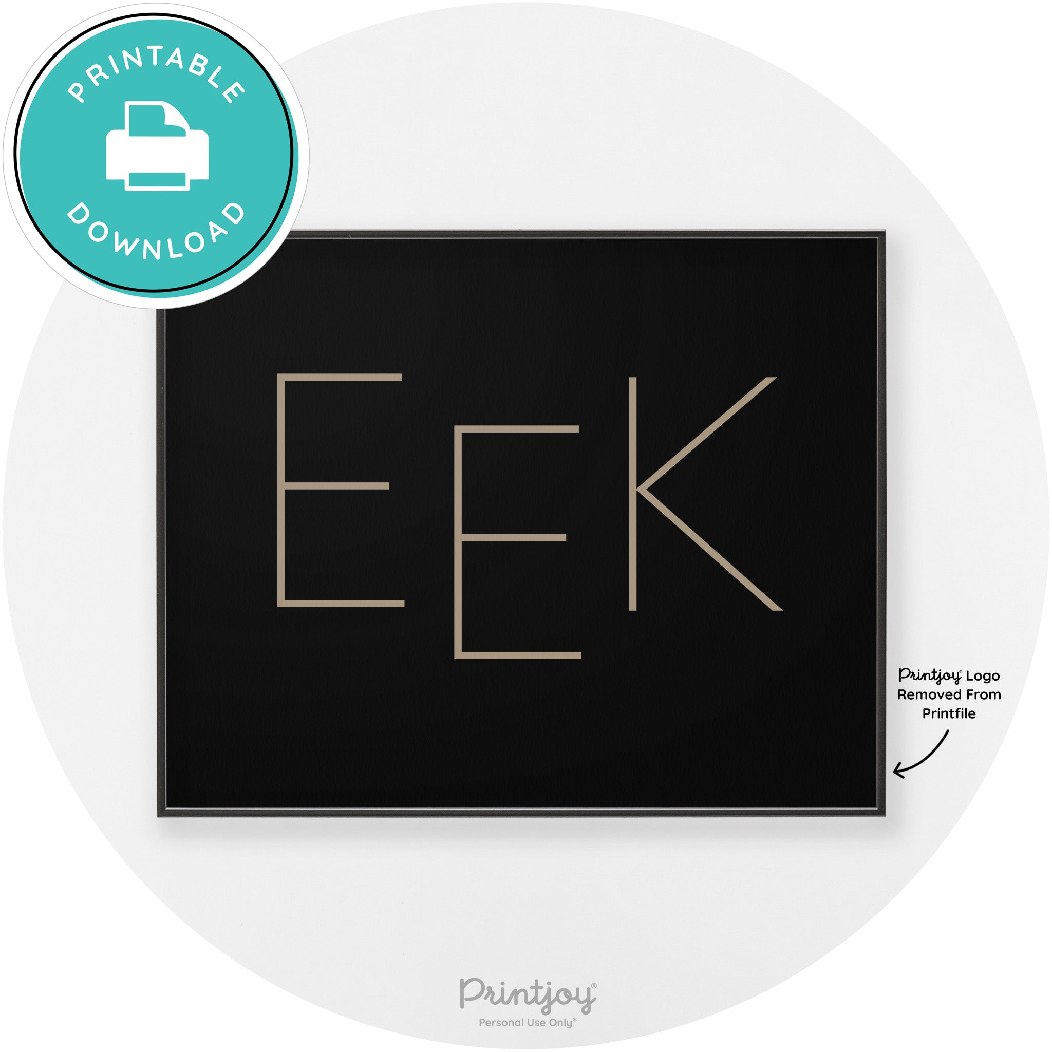 Eek Halloween Modern Chic Lettering Wall Art Decor Free Printable