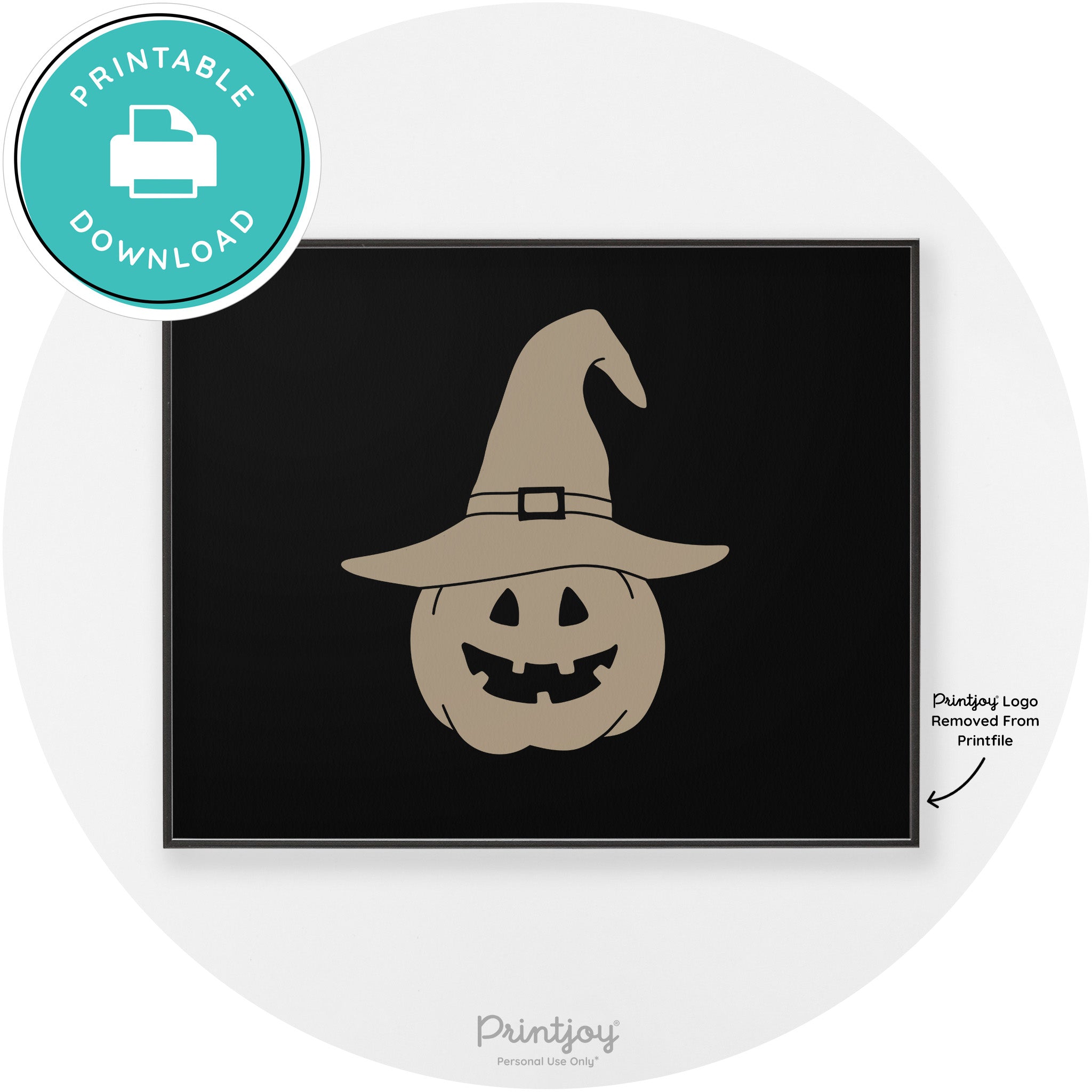 Halloween Cute Witch Jack O Lantern Chic Wall Art Printable