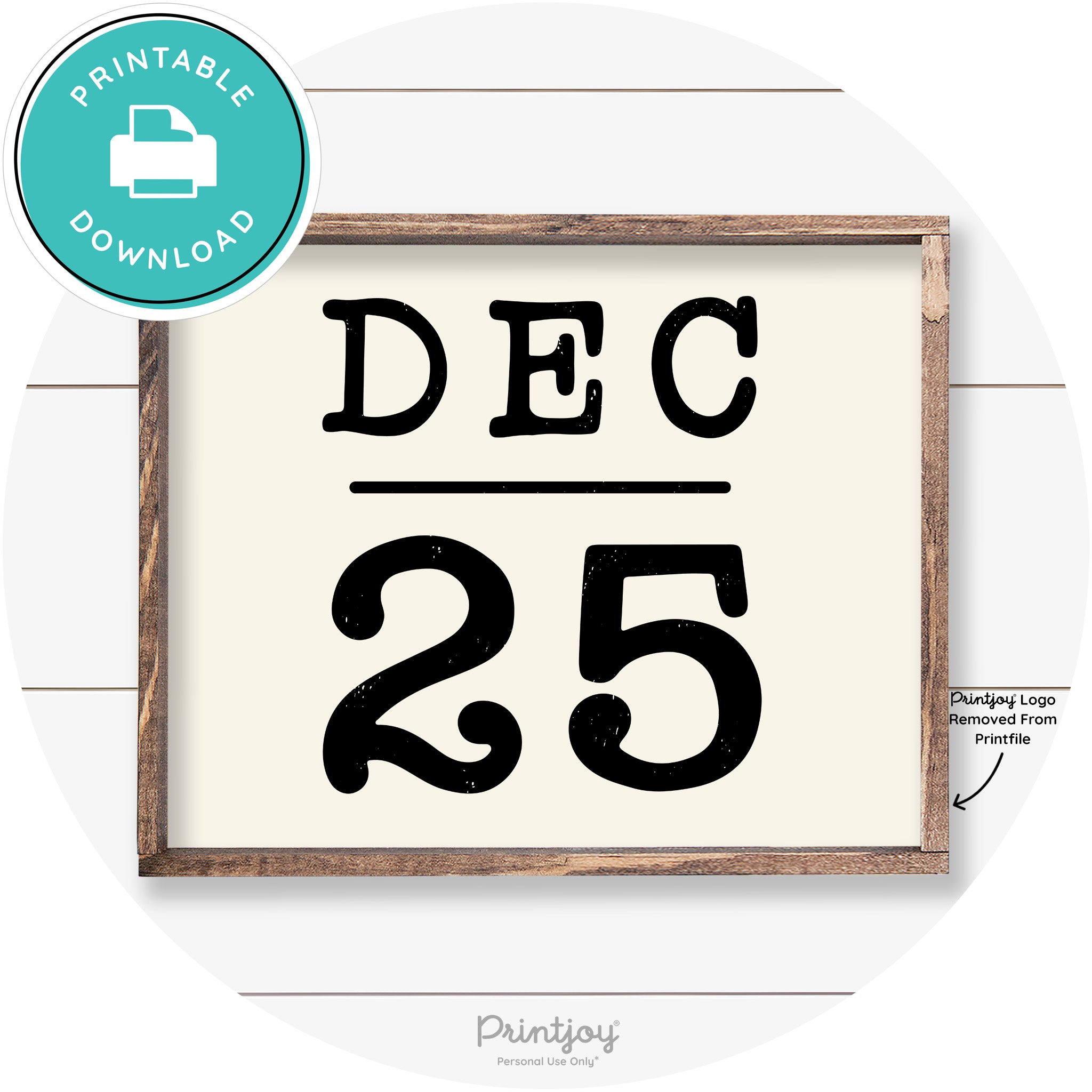 Dec 25 Christmas Rustic Farmhouse Wall Art Decor Free Printable