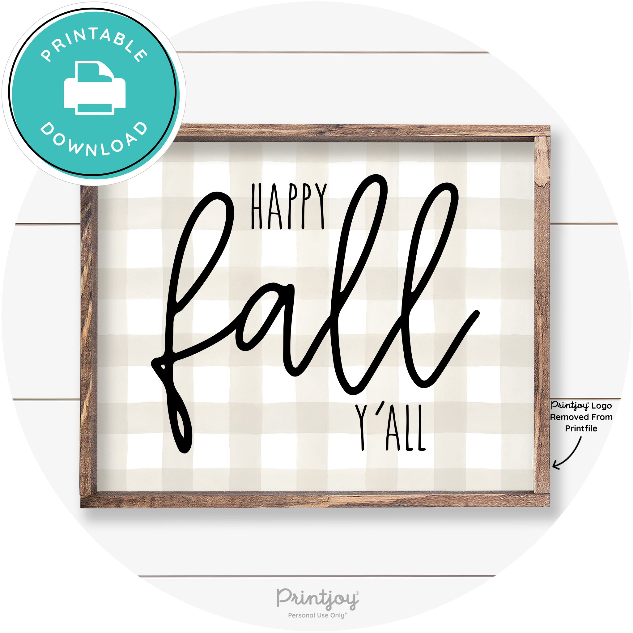 Happy Fall Y'all Cute Farmhouse Autumn Wall Art Decor Free Printable