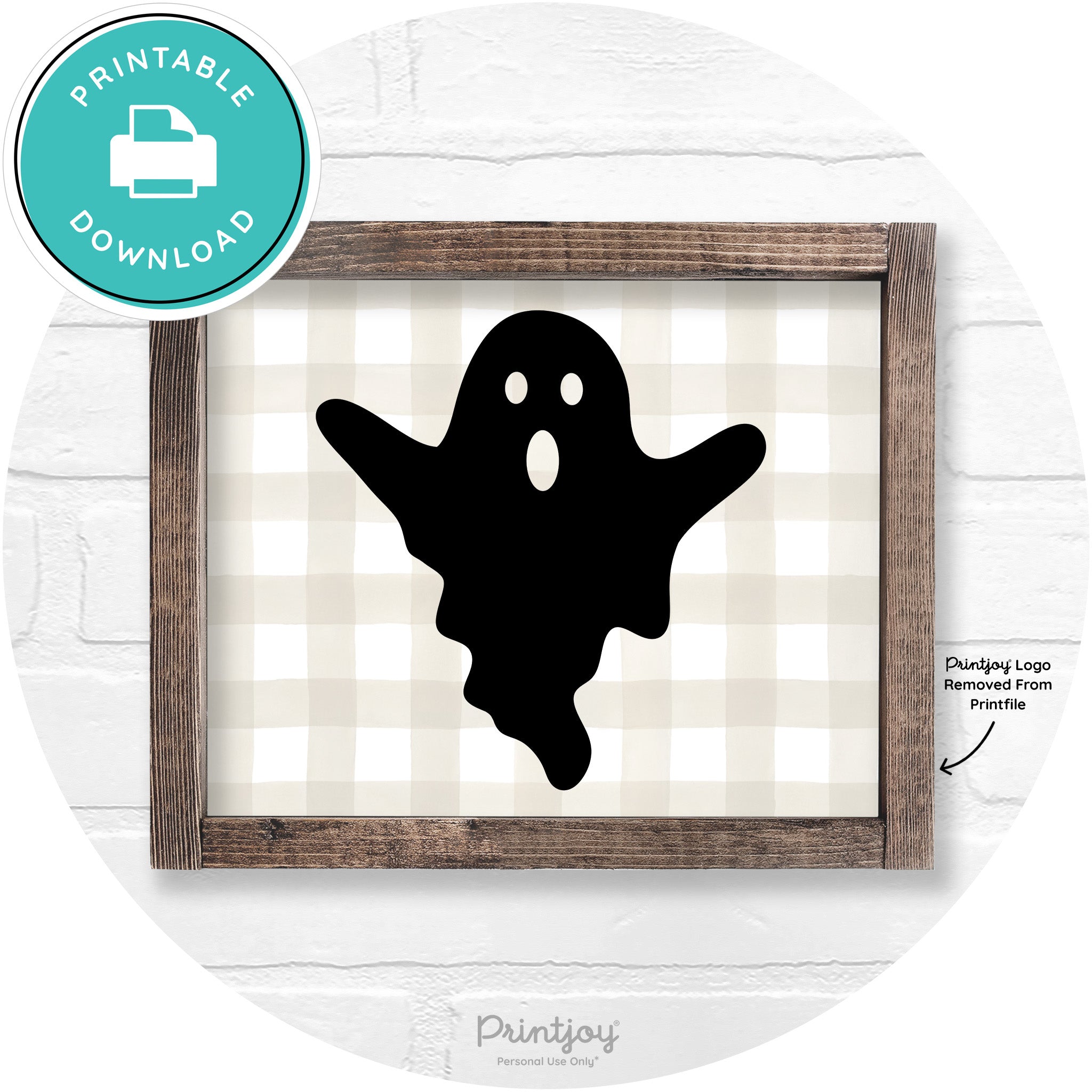 Halloween Cute Ghost Rustic Farmhouse Wall Art Free Printable