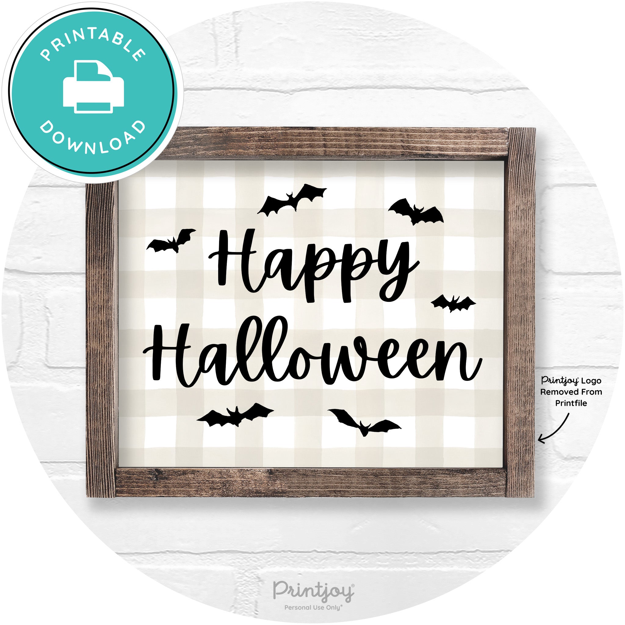Happy Halloween Bats Rustic Farmhouse Wall Art Printable