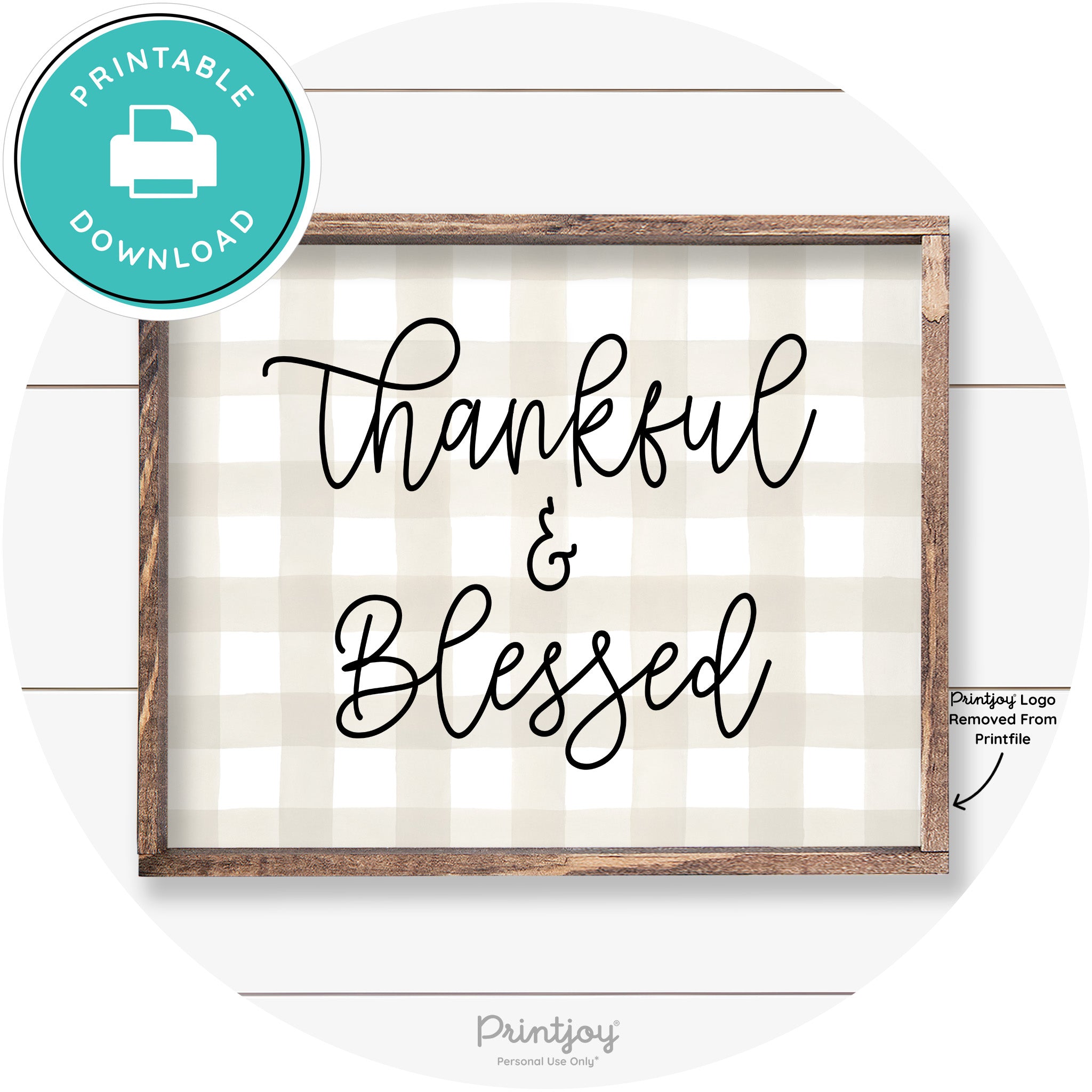 Thankful And Blessed Thanksgiving Farmhouse Wall Art Free Printable