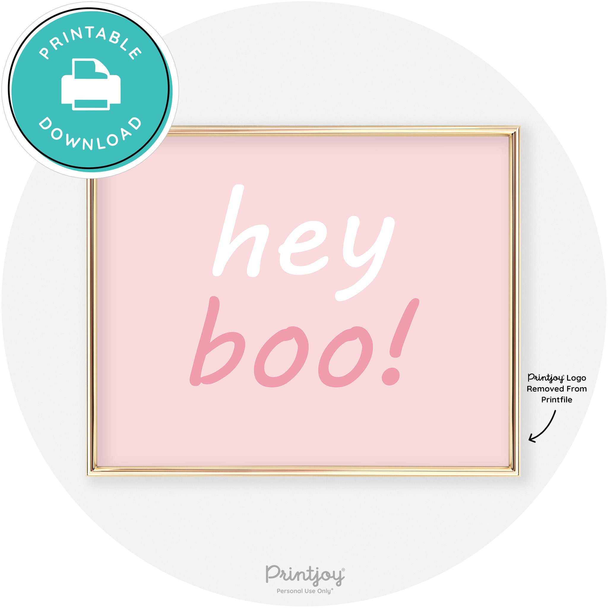 Hey Boo Fun Cute Chic Halloween Sign Wall Art Decor Free Printable - Printjoy