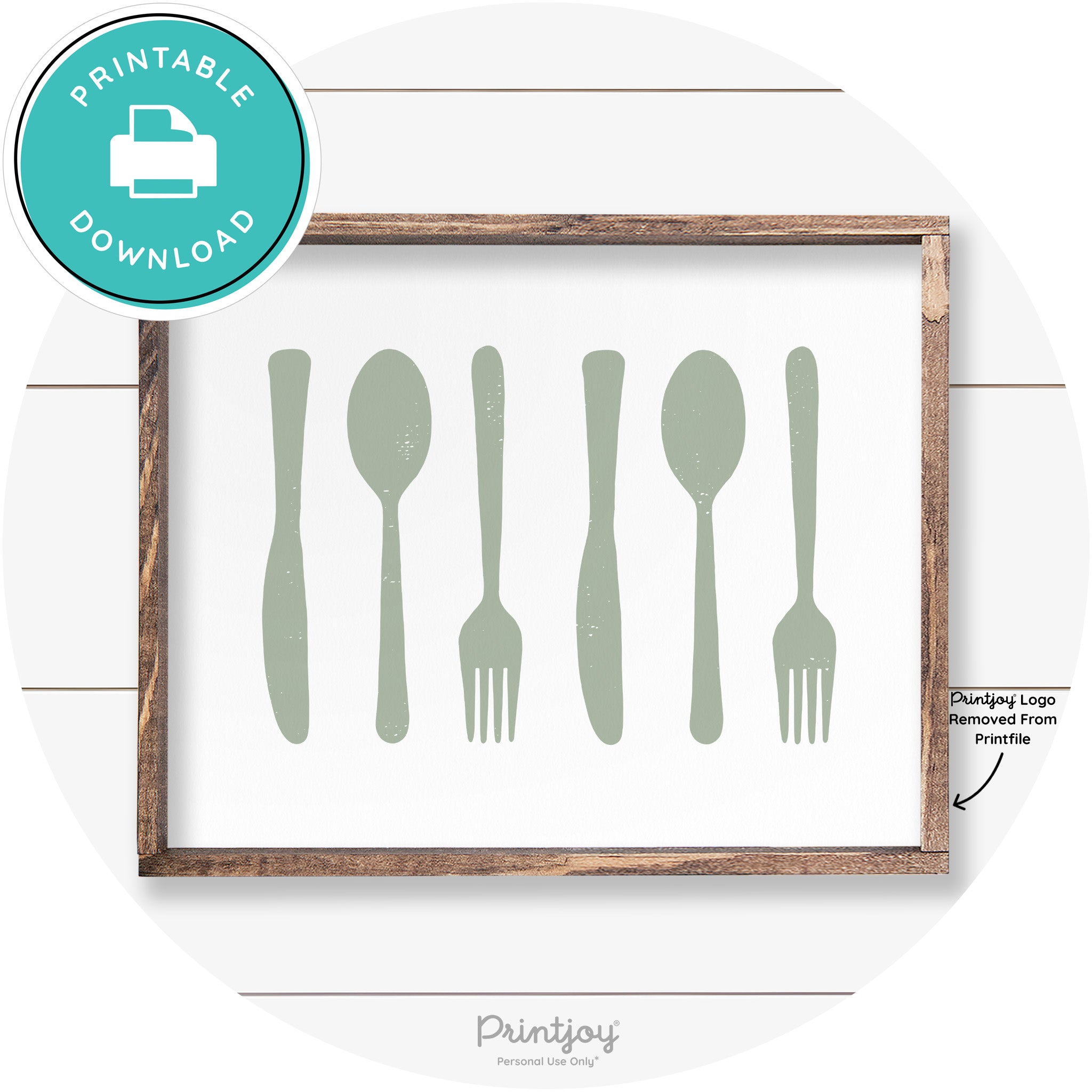 Fork Spoon Knife Pattern Farmhouse Kitchen Wall Art Free Printable