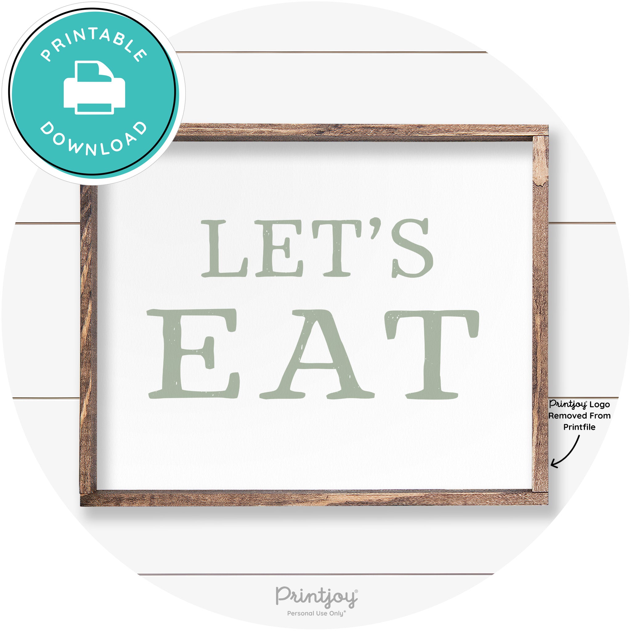 Let's Eat Kitchen Sign Rustic Farmhouse Wall Art Decor Free Printable
