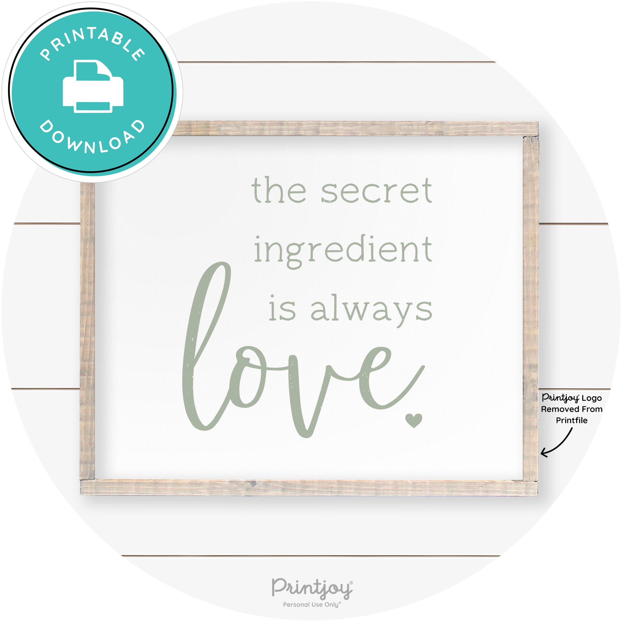 Secret Ingredient Is Love Farmhouse Kitchen Wall Art Free Printable