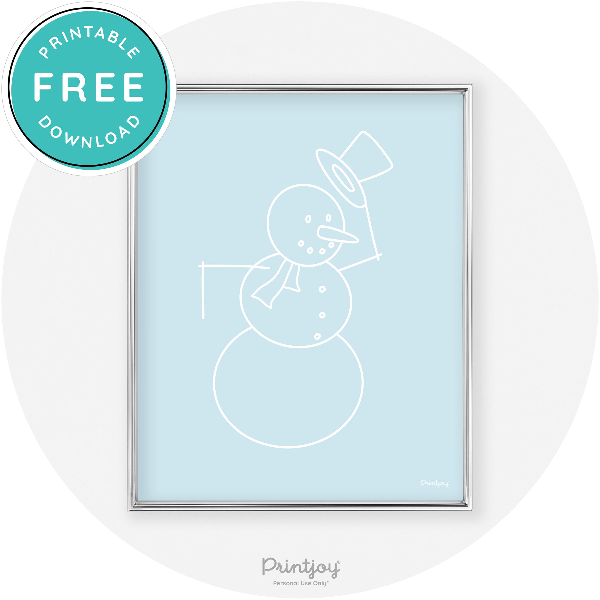 Snowman Line Art Cute Winter Modern Chic Wall Art Free Printable - Printjoy
