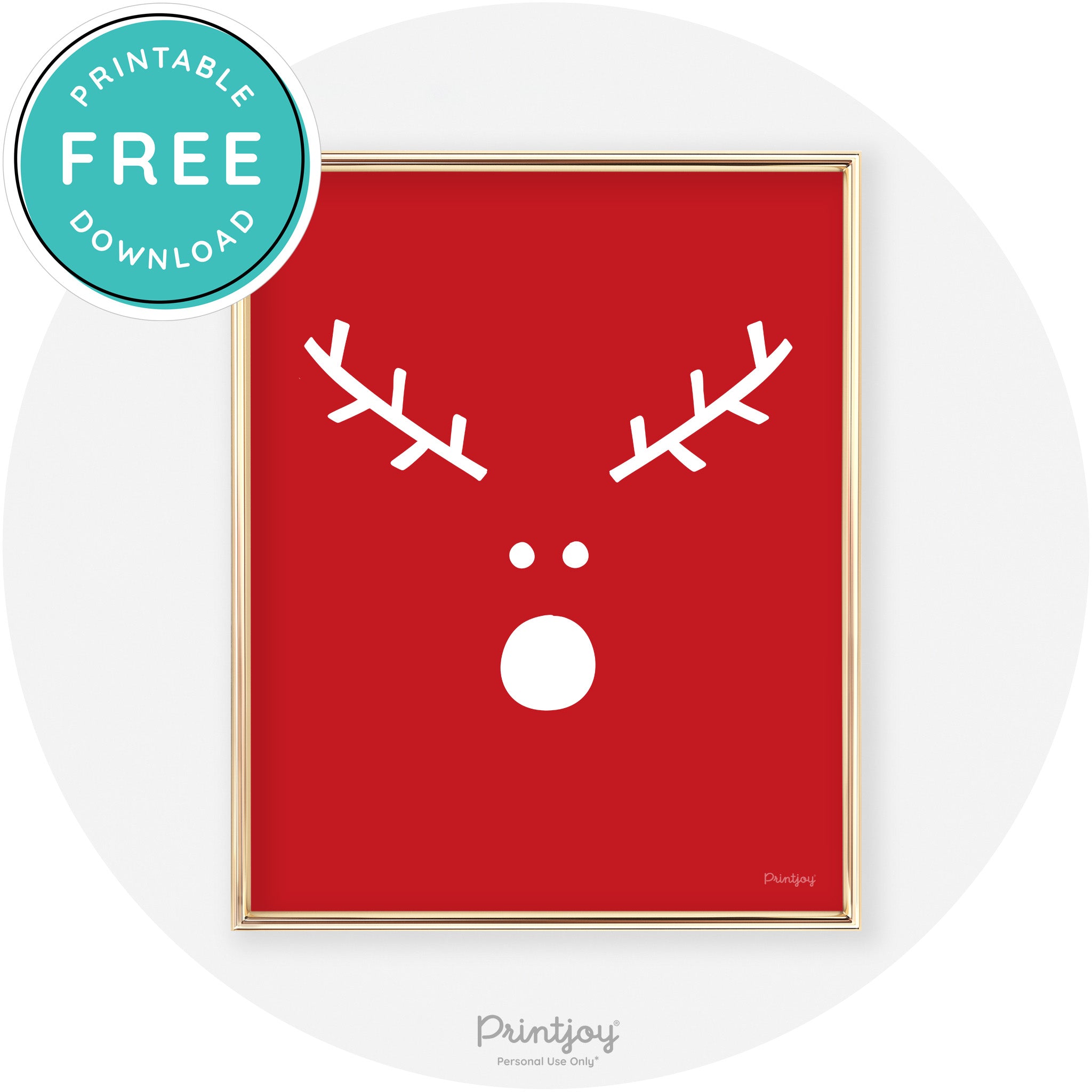 Simple Rudolph Reindeer Face Cute Chic Wall Art Free Printable