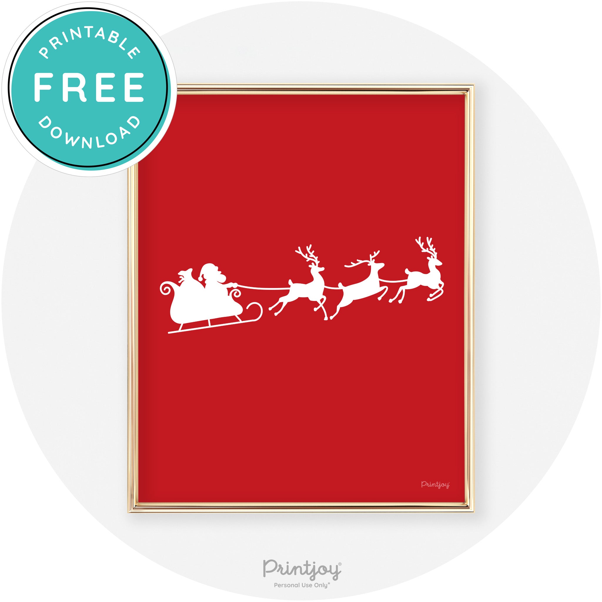 Santa Sleigh Reindeer Silhouette Cute Chic Wall Art Free Printable