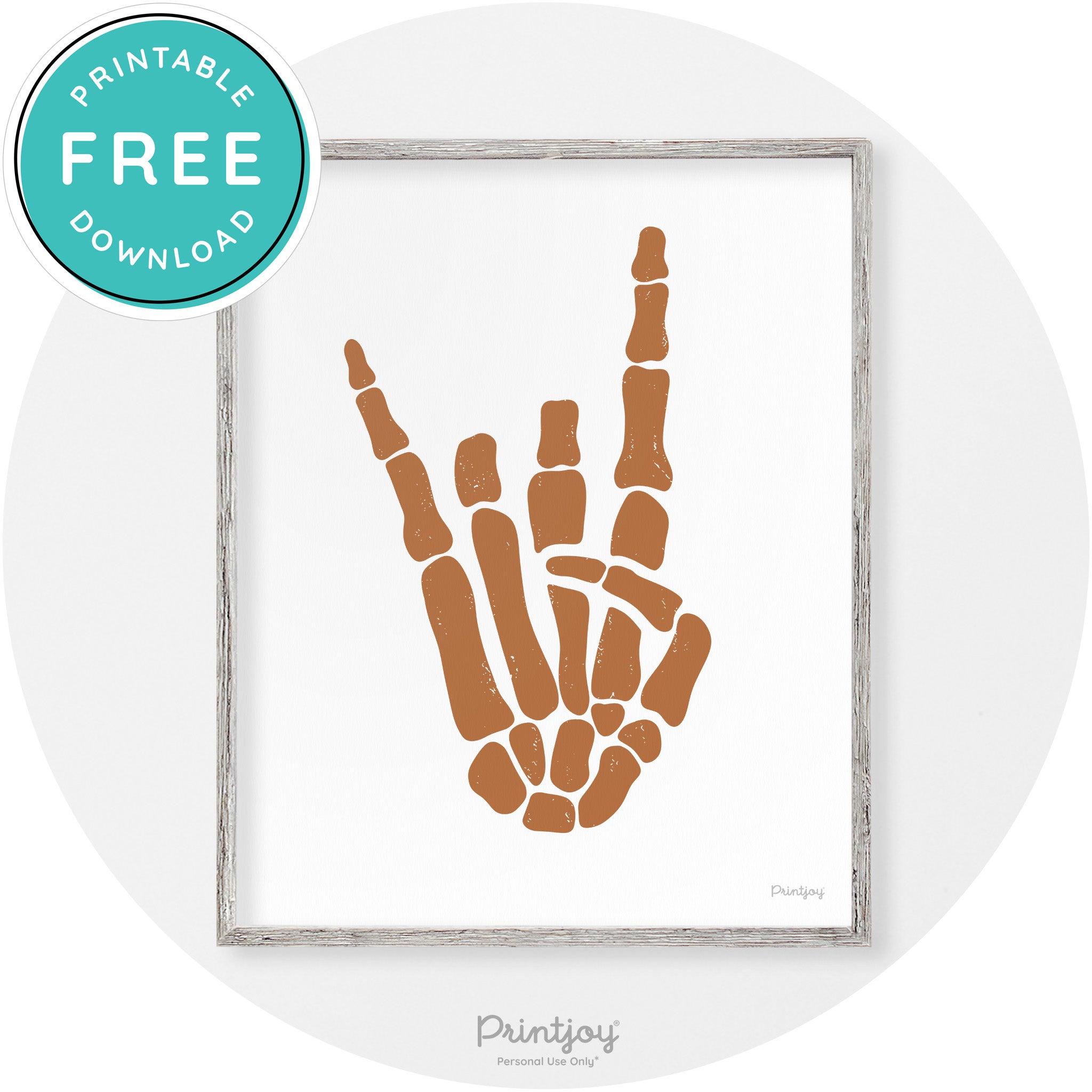 Skeleton Rock On Hand Bones Vintage Halloween Wall Art Free Printable - Printjoy