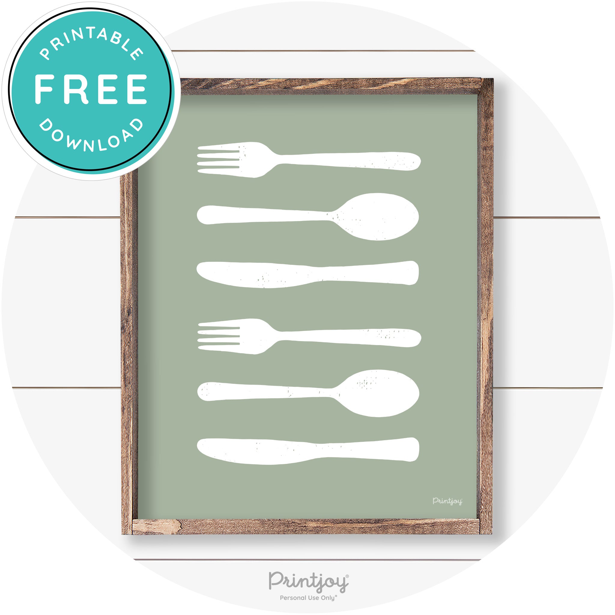 Fork Spoon Knife Pattern Farmhouse Kitchen Wall Art Free Printable