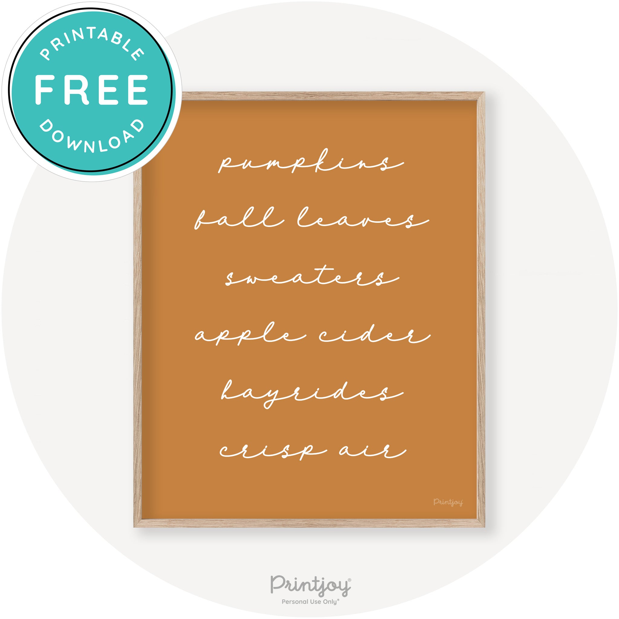 Fall Favorite Things Cute Modern Chic Decor Wall Art Printable