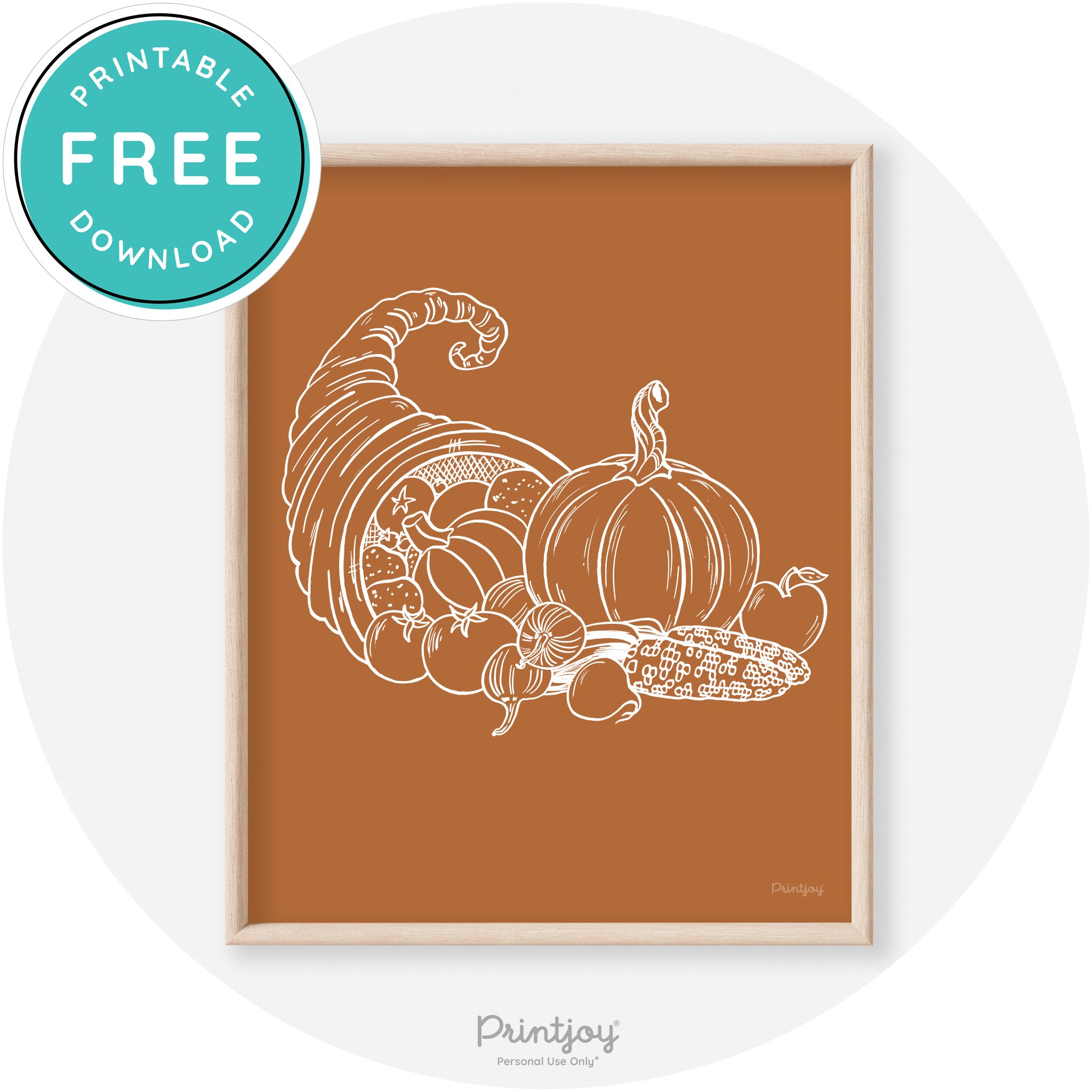 Cornucopia Drawing Thanksgiving Transitional Wall Art Free Printable