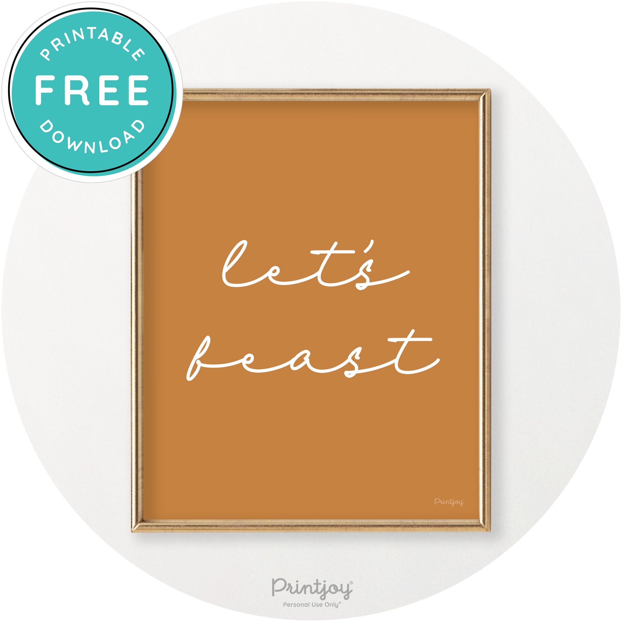 Let's Feast Cute Thanksgiving Modern Chic Wall Art Printable