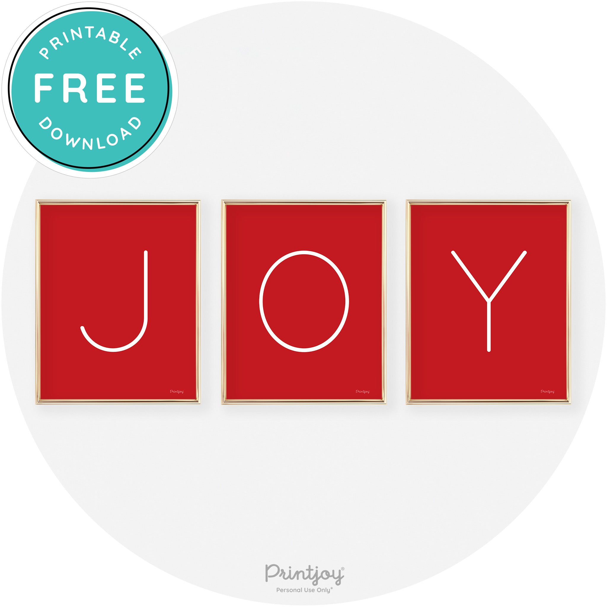 Joy Simple Letters Set Of 3 Christmas Modern Chic Wall Art Free Printable