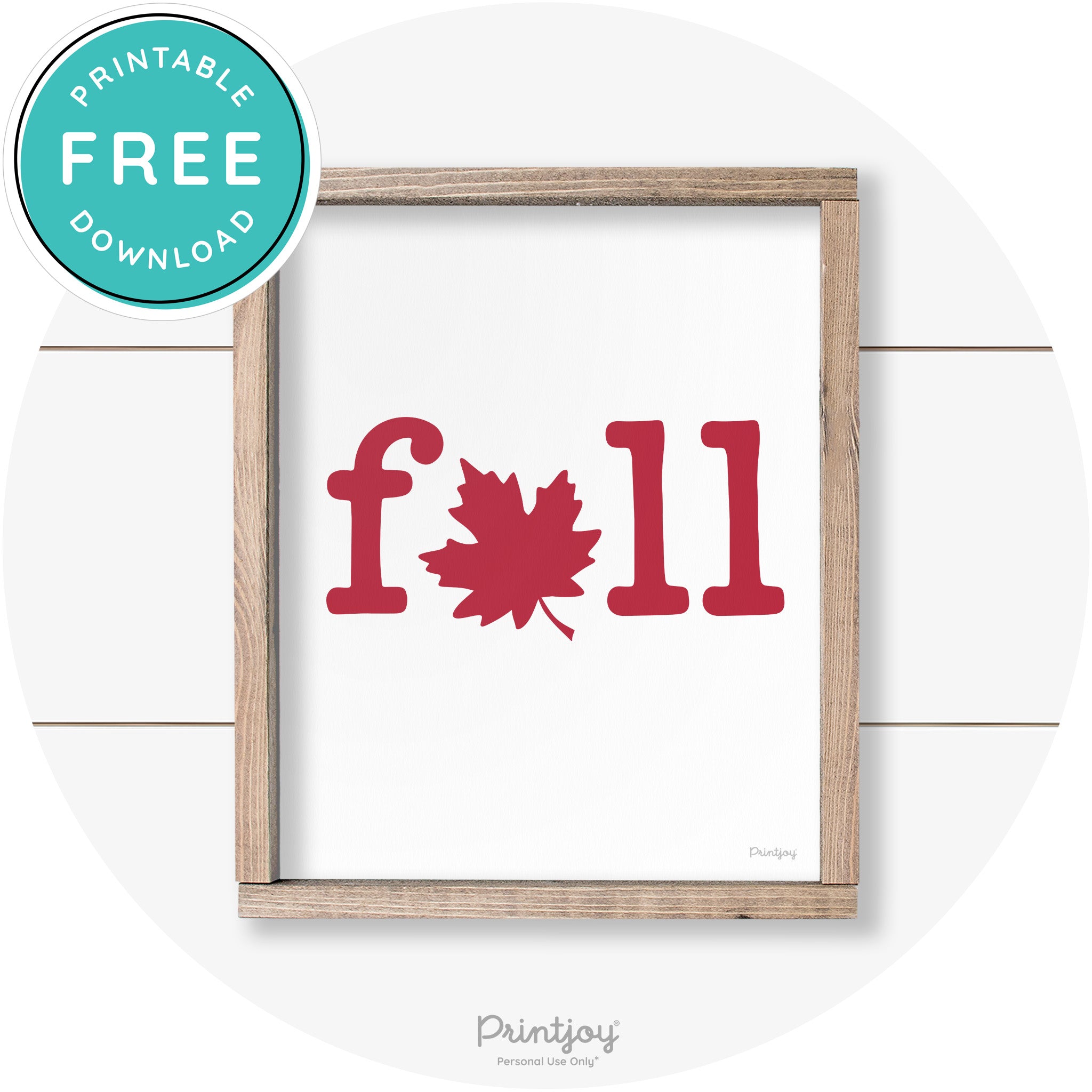 Fall Maple Leaf Cute Modern Farmhouse Wall Art Free Printable