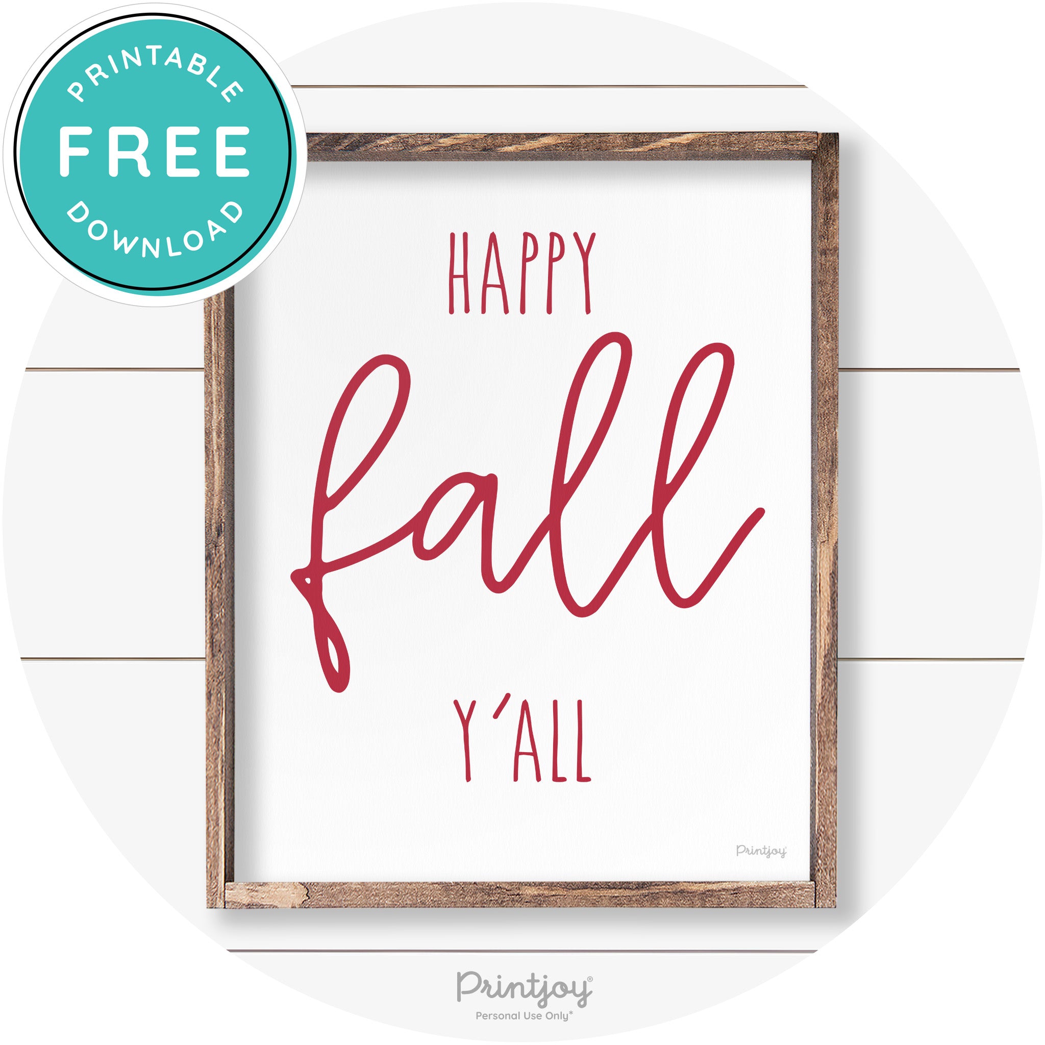 Happy Fall Y'all Cute Farmhouse Autumn Wall Art Decor Free Printable
