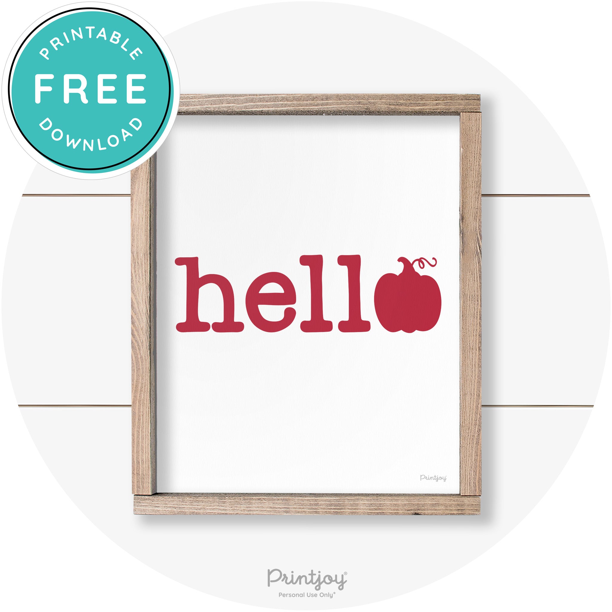 Hello Pumpkin Fall Autumn Cute Farmhouse Wall Art Free Printable
