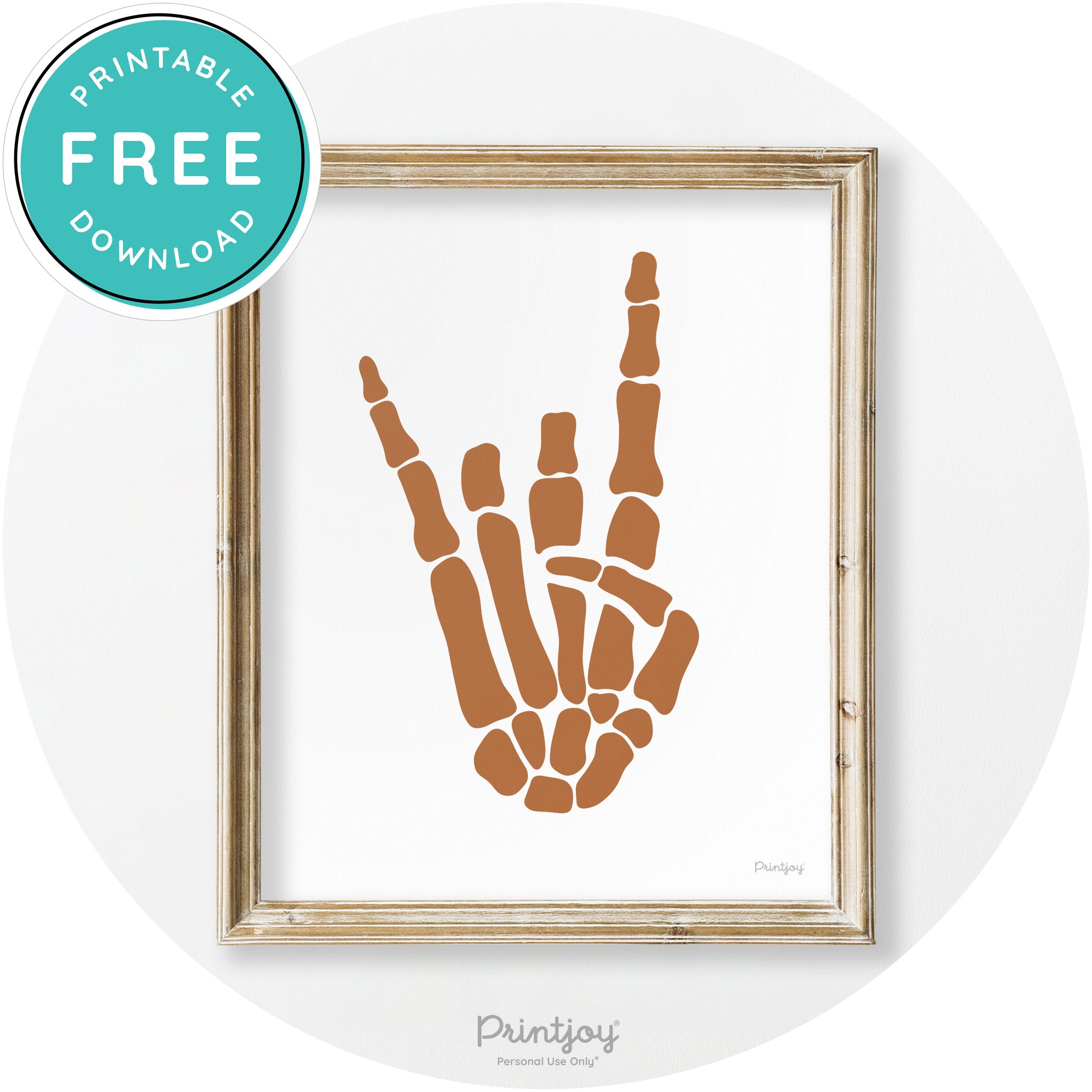 Skeleton Rock On Hand Bones Vintage Halloween Wall Art Free Printable