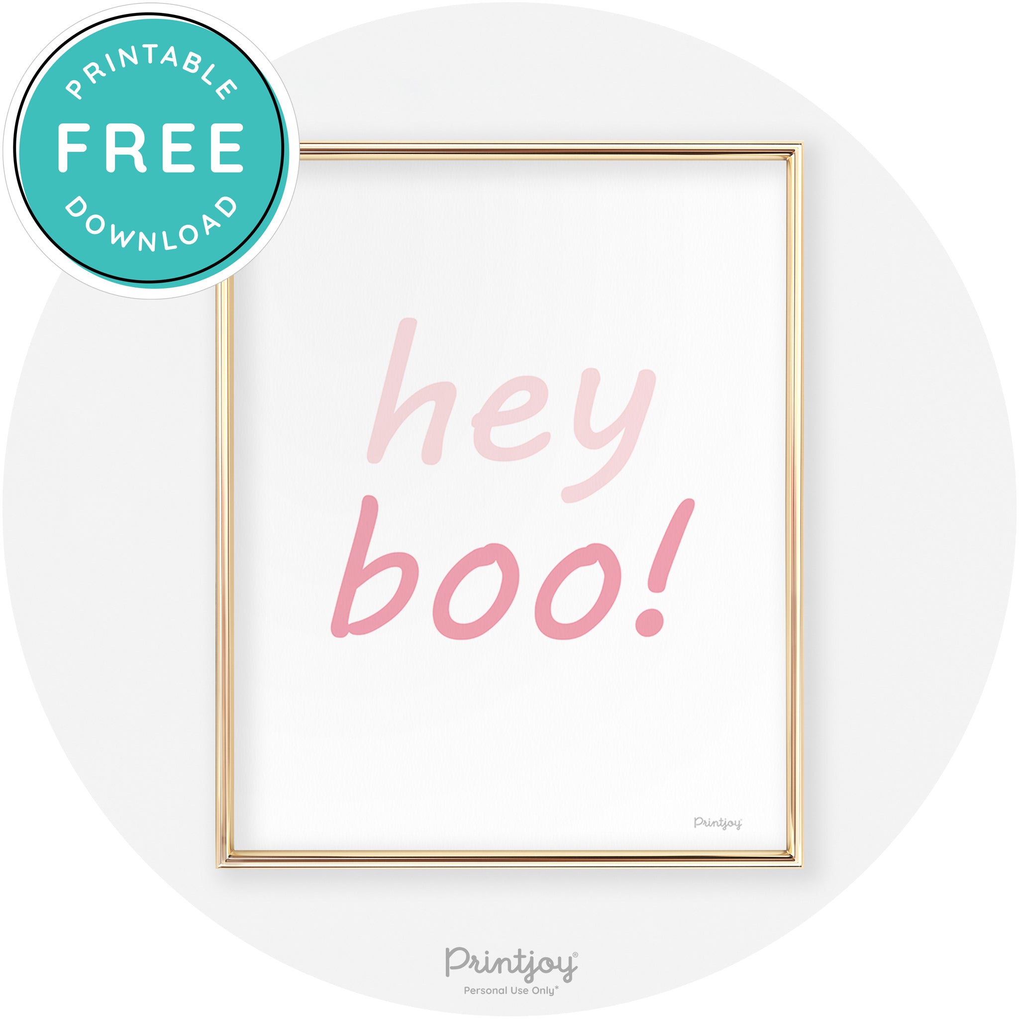 Hey Boo Fun Cute Chic Halloween Sign Wall Art Decor Free Printable - Printjoy
