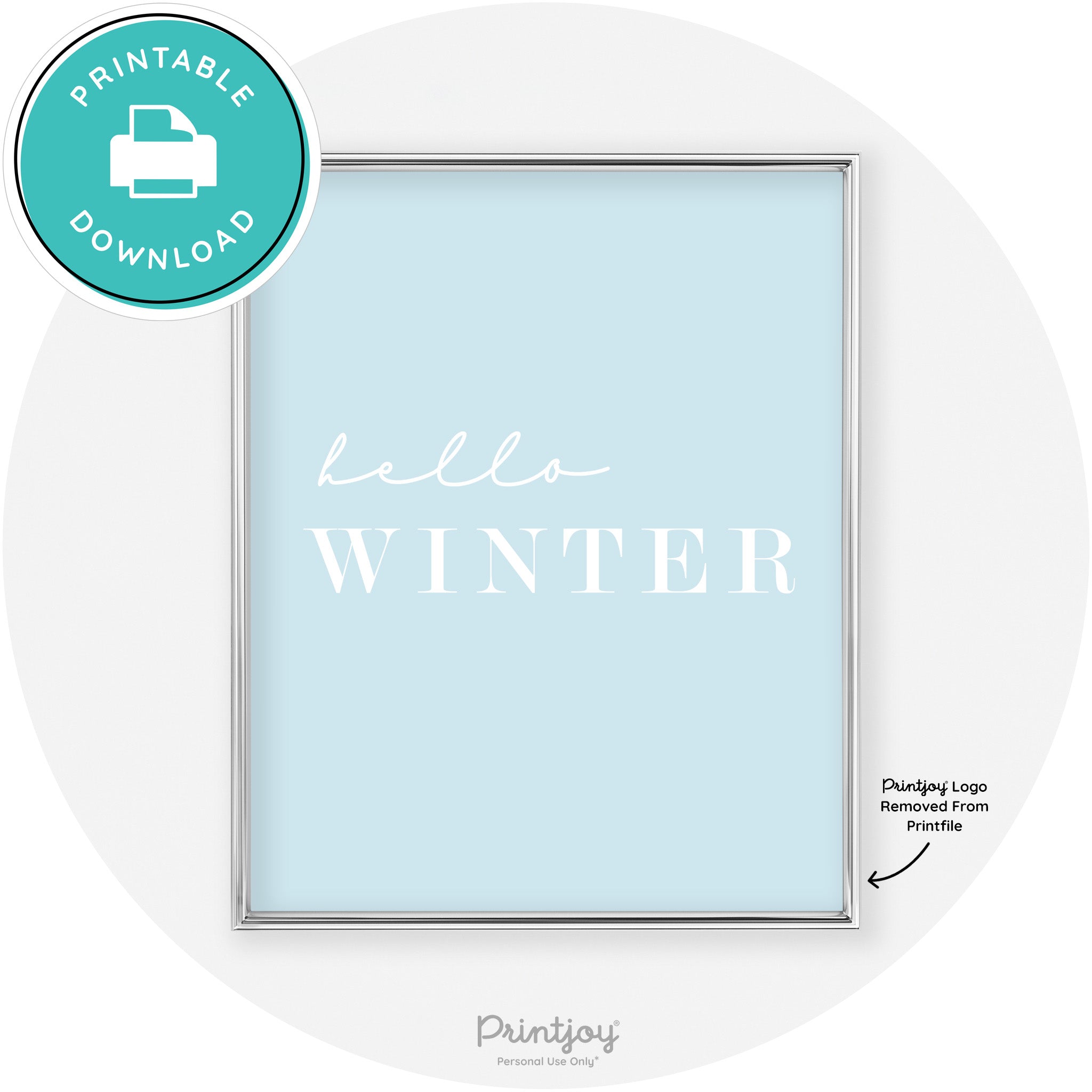 Hello Winter Cute Seasonal Modern Chic Wall Art Decor Free Printable